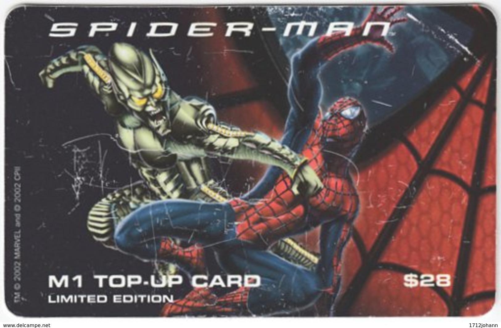 SINGAPORE B-189 Prepaid M1 - Cinema, Spiderman - Used - Singapur