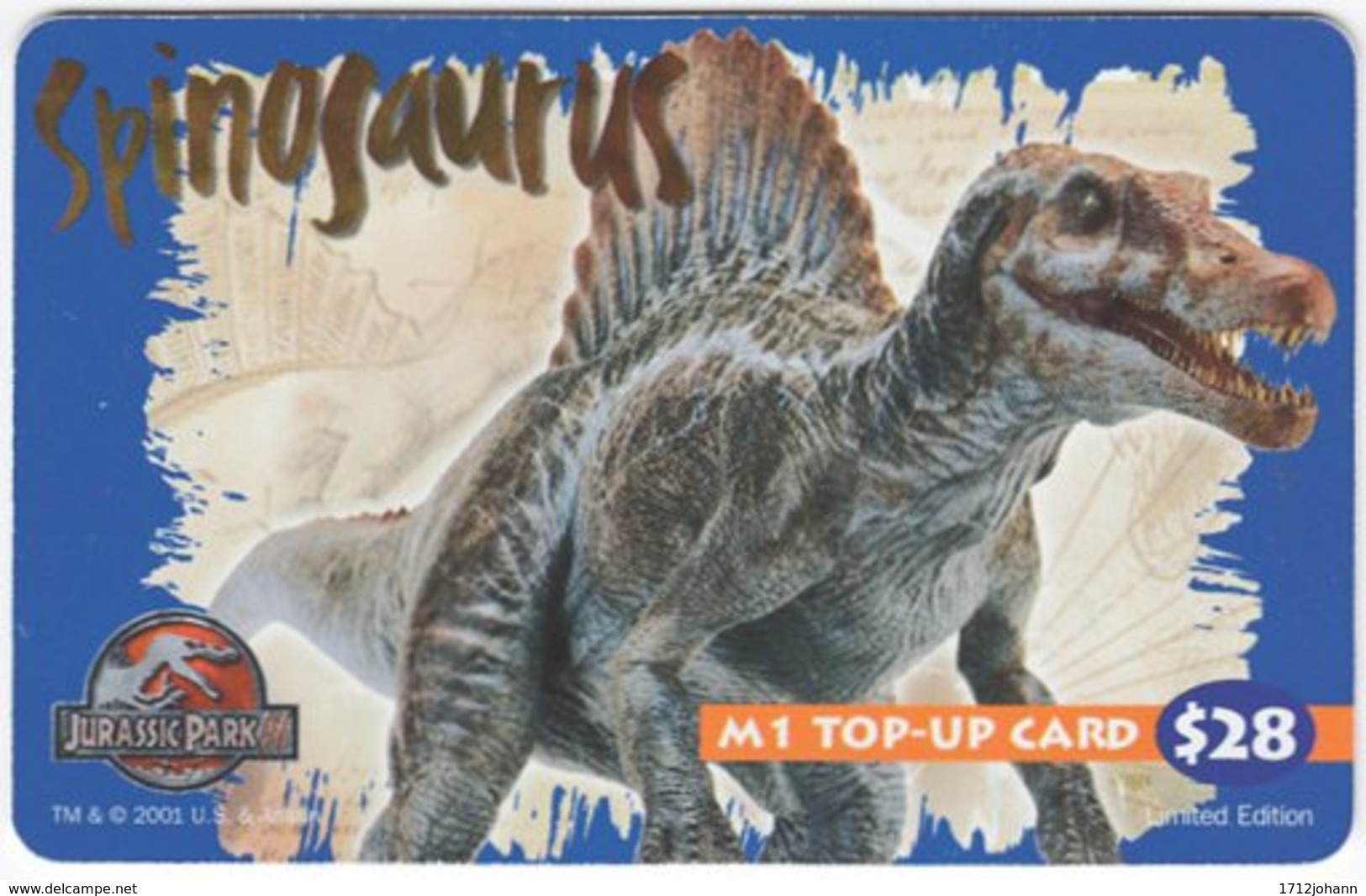 SINGAPORE B-194 Prepaid M1 - Prehistoric Animal, Dinosaur - Used - Singapur