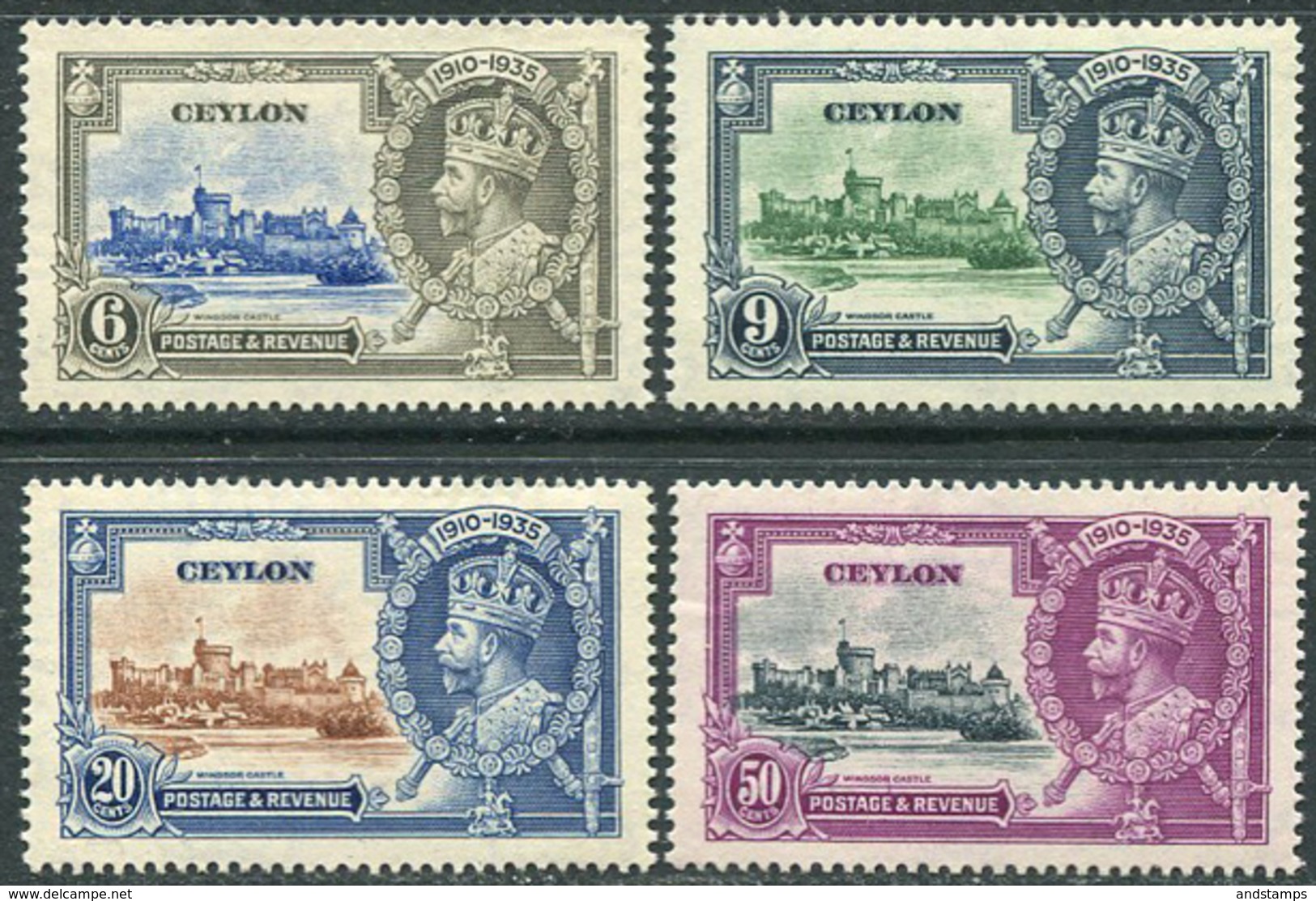 Ceylon 1935 Michel #212/15 VF/MNH. Silver Jubilee KGV. (Ts04) - Familles Royales