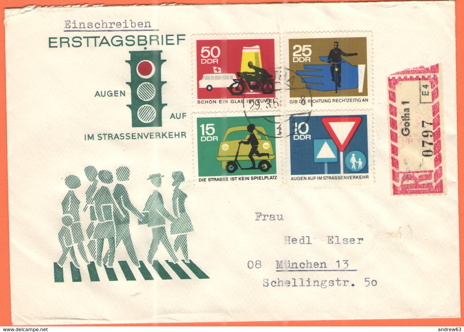 GERMANIA - GERMANY - Deutschland - ALLEMAGNE - DDR - 1965 - 4 X Augen Auf Im Strassenverkehr On FDC Cover - Einschreiben - Storia Postale