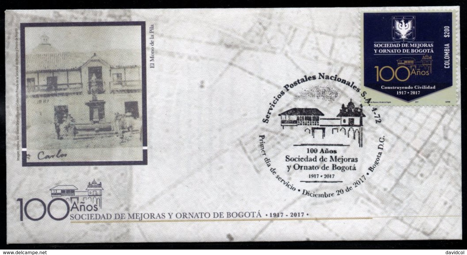 COLOMBIA- KOLUMBIEN- 2017 FDC/SPD. SOCIEDAD DE MEJORAS Y HORNATO DE BOGOTA - Kolumbien