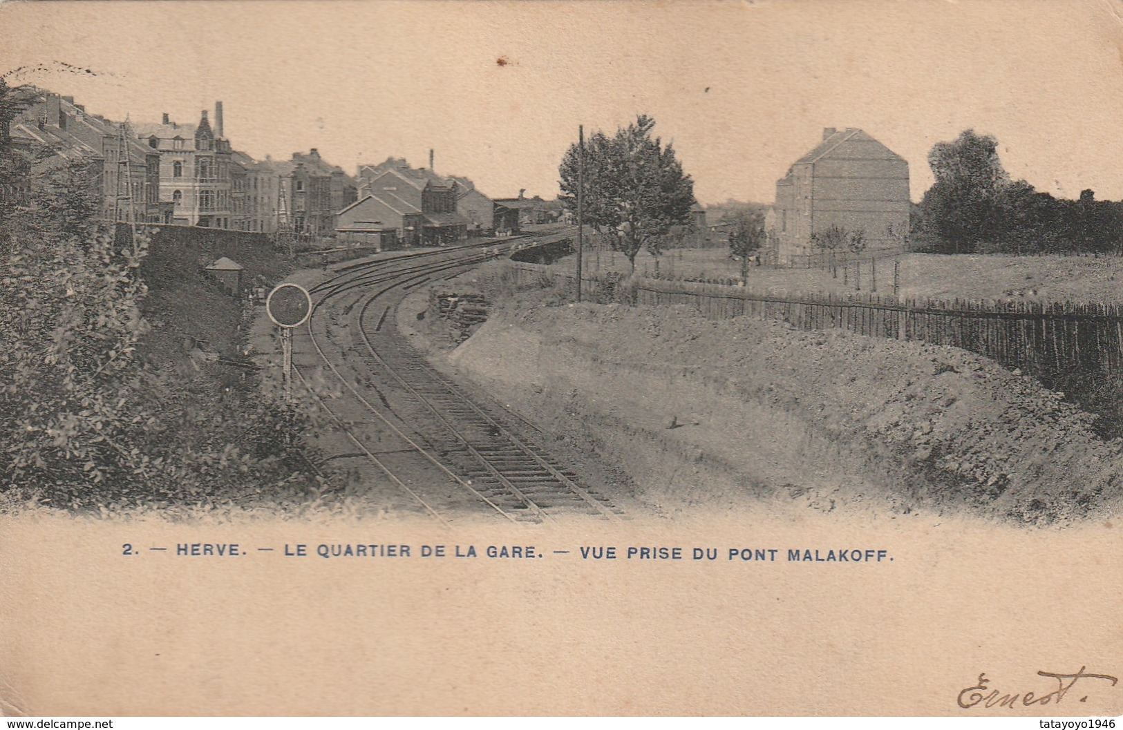 Herve  Le Quartier De La Gare Vue Prise Du Pont Malakoff Circulé En 19???? - Herve