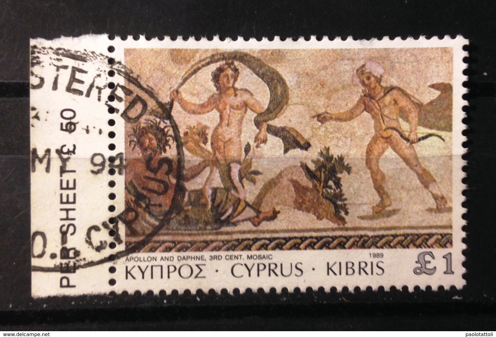 Cyprus, 1989- Apollon And Daphne, 3rd Cent.mosaic. Used - Usati