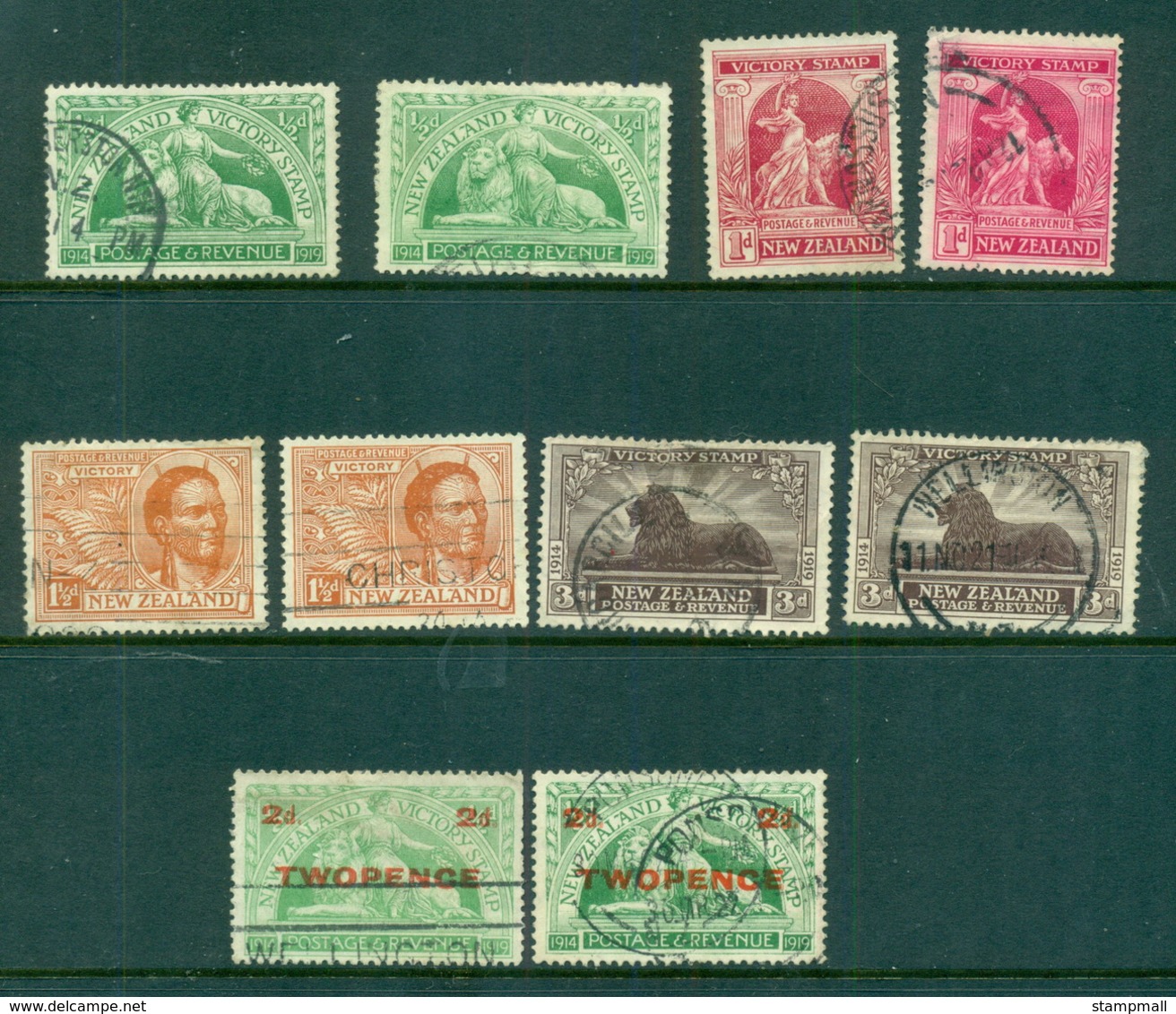 New Zealand 1920-22 Victory Issue Assorted Oddments (faults) FU Lot71531 - Used Stamps