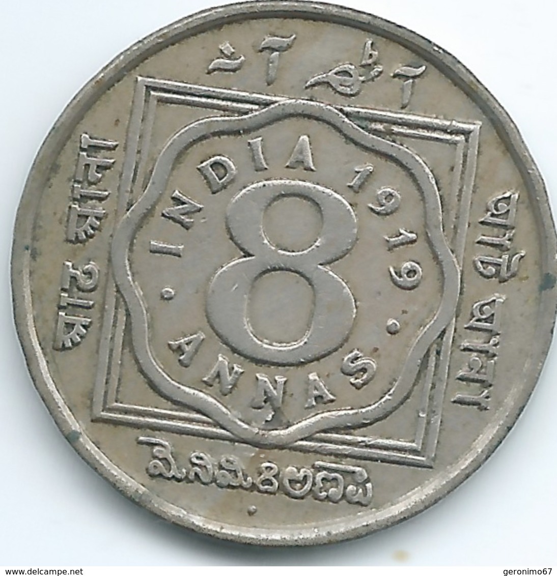 India - George V - 1919 - 8 Annas - KM520 - Bombay Mint - Inde