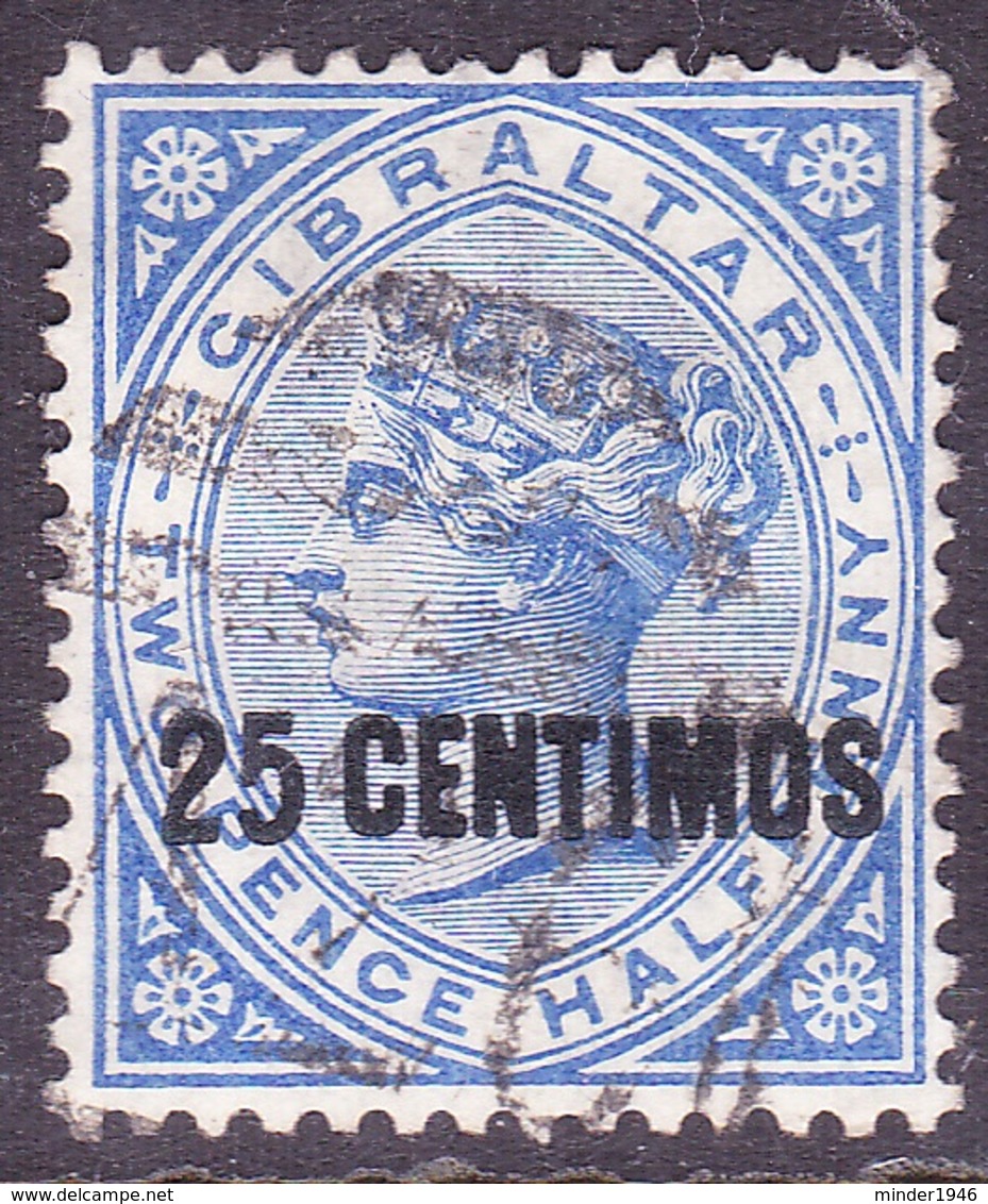 GIBRALTAR 1889 QV 25c On 2.5d Bright Blue SG18 Used - Gibraltar