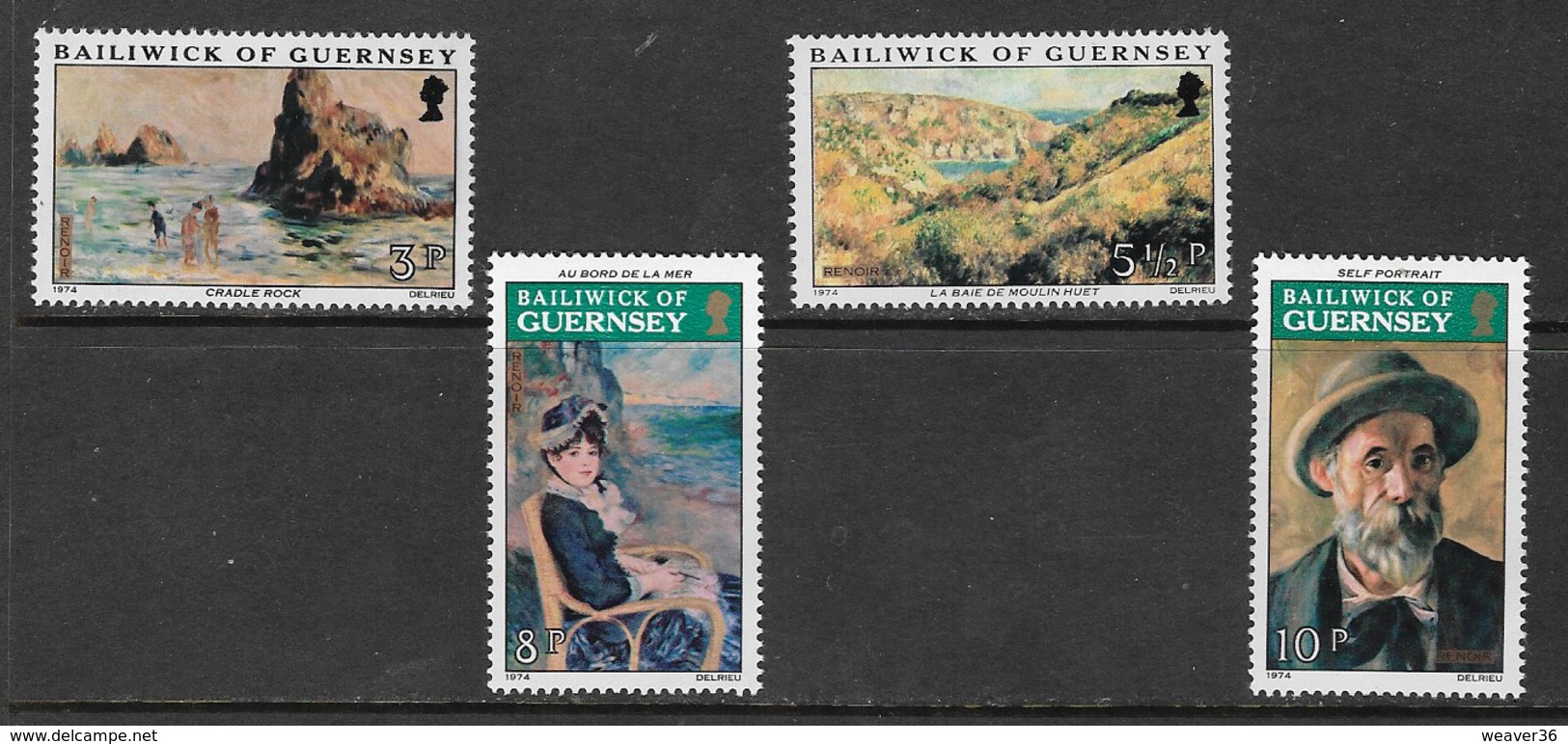 Guernsey SG118-121 1974 Renoir Paintings Set 4v Complete Unmounted Mint [40/32382/25D] - Guernsey