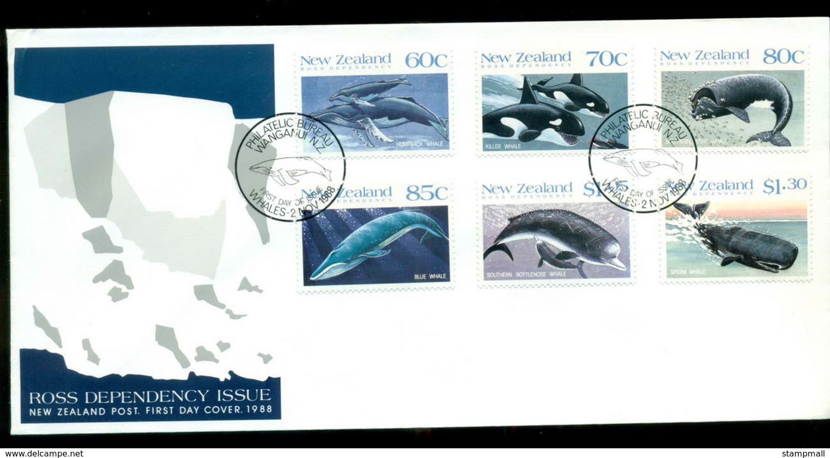 Ross Dependency 1988 Whales FDC Lot52884 - Ongebruikt
