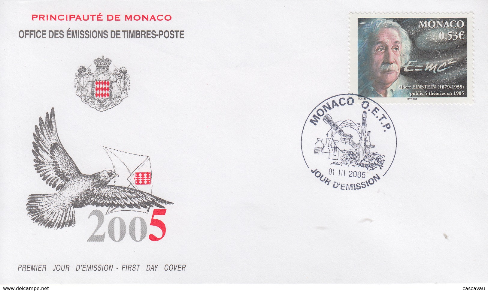 Enveloppe  FDC  1er  Jour   MONACO     Albert   EINSTEIN   2005 - Albert Einstein