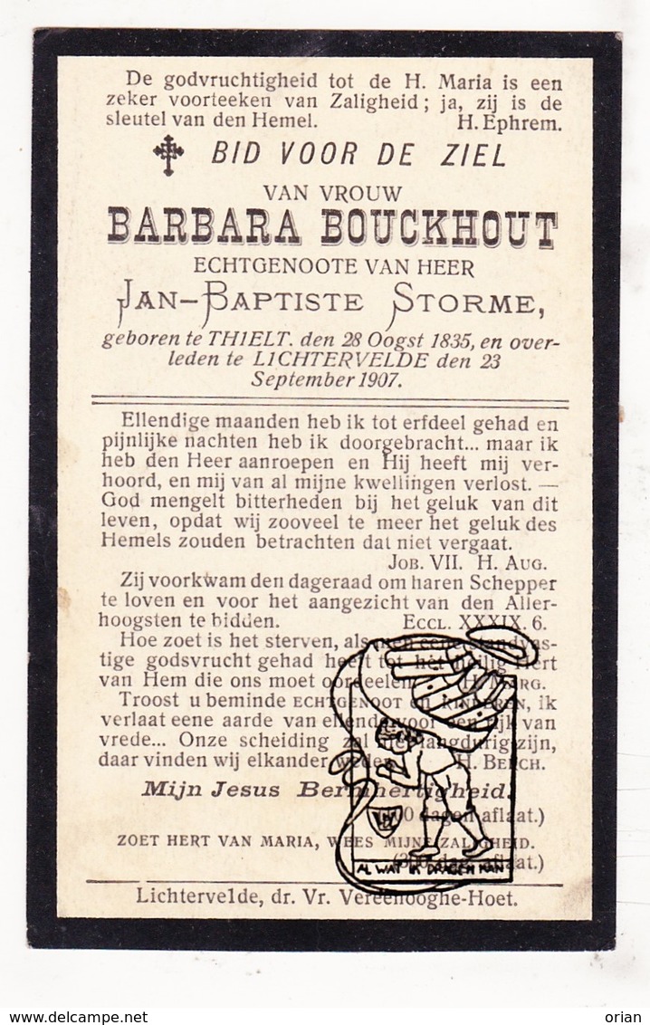 DP Barbara Bouckhout ° Tielt 1835 † Lichtervelde 1907 X JB. Storme - Devotion Images