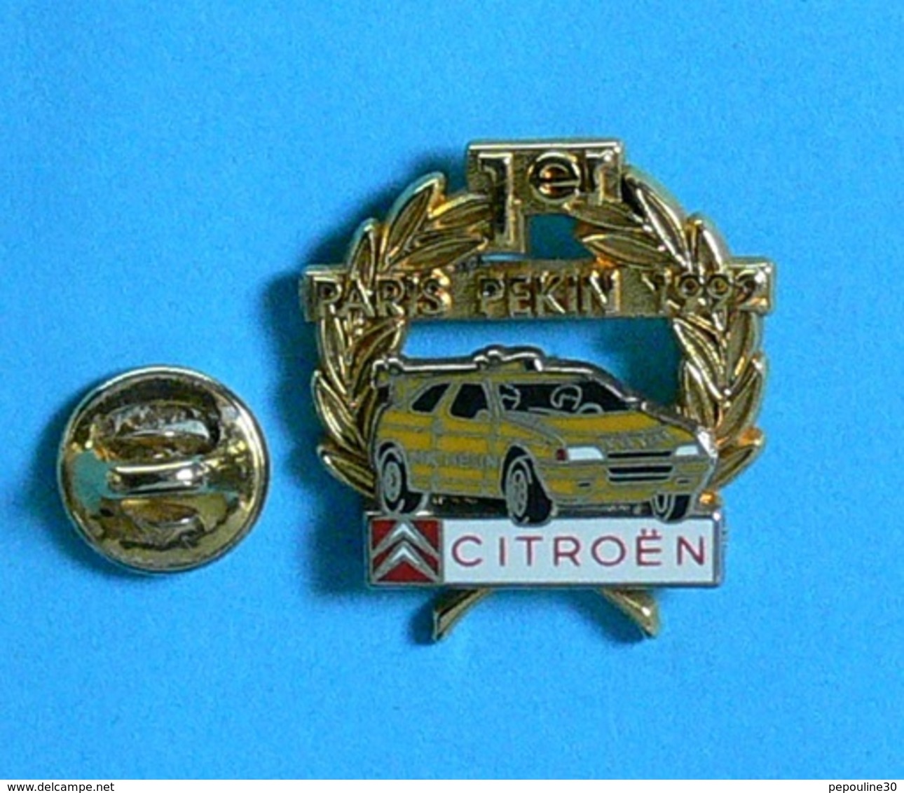 1 PIN'S  //  ** CITROËN / 1er PARIS PEKIN / 1992 ** . (Arthus Bertrand Paris) Double Moule