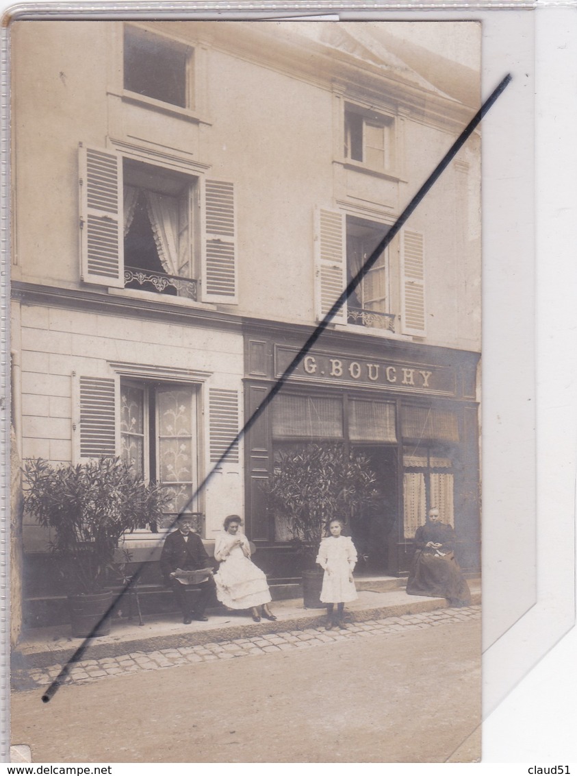 Saint Martin D'Ablois (51)carte Photo - Commerce G.BOUCHY Et Personnages à Identifier - Altri & Non Classificati