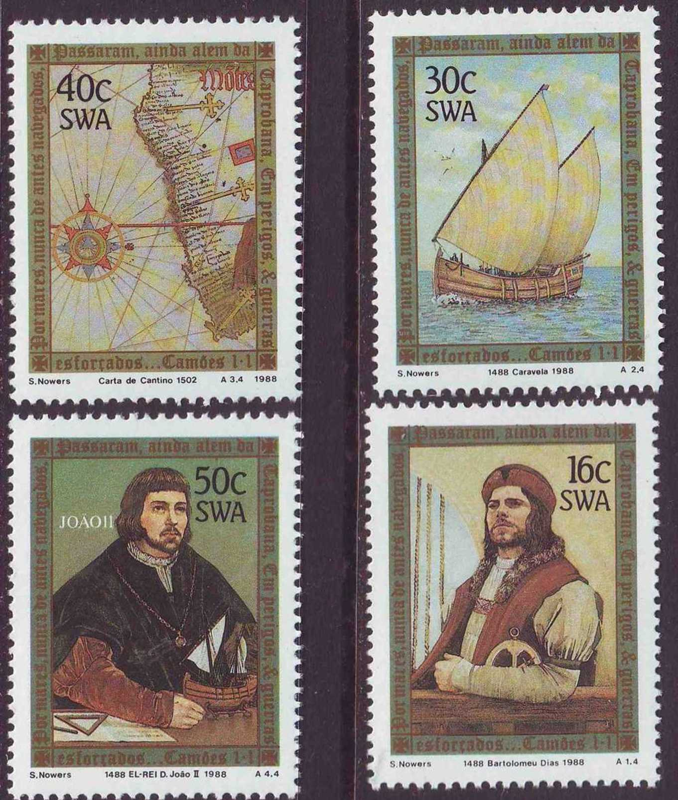 D101006 South West Africa 1988 SAILING SHIPS MAPS MNH Set  - SWA Namibia Namibie - Namibia (1990- ...)