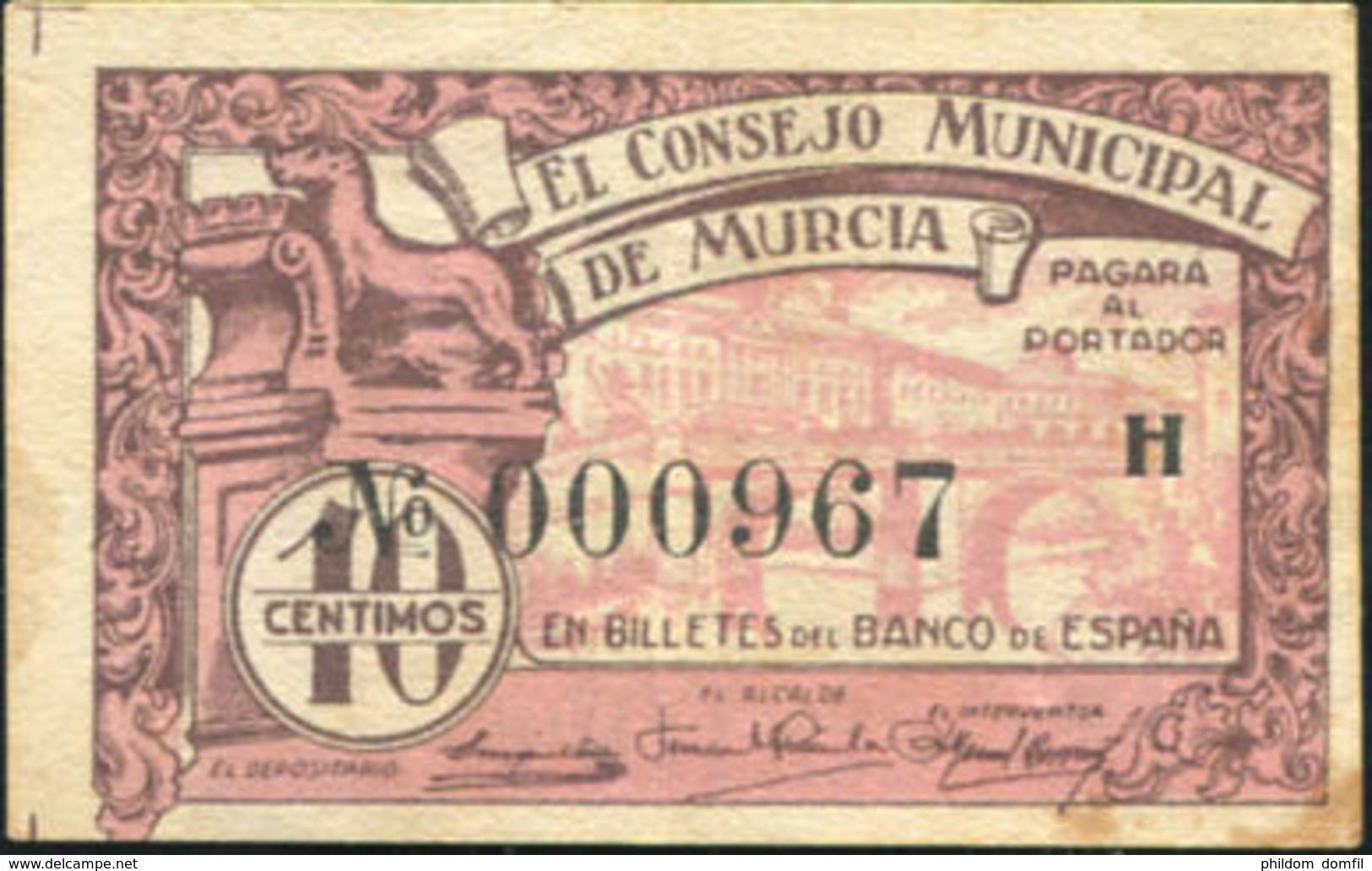 Ref. 441-821 - BIN SPAIN . 1937. 10 CENTIMOS CONSEJO MUNICIPAL DE MURCIA 1937 - Otros & Sin Clasificación