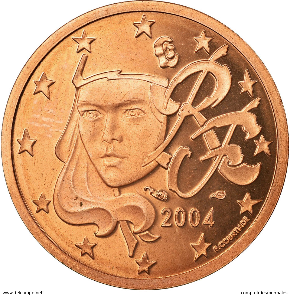 France, 2 Euro Cent, 2004, BE, FDC, Copper Plated Steel, KM:1283 - France