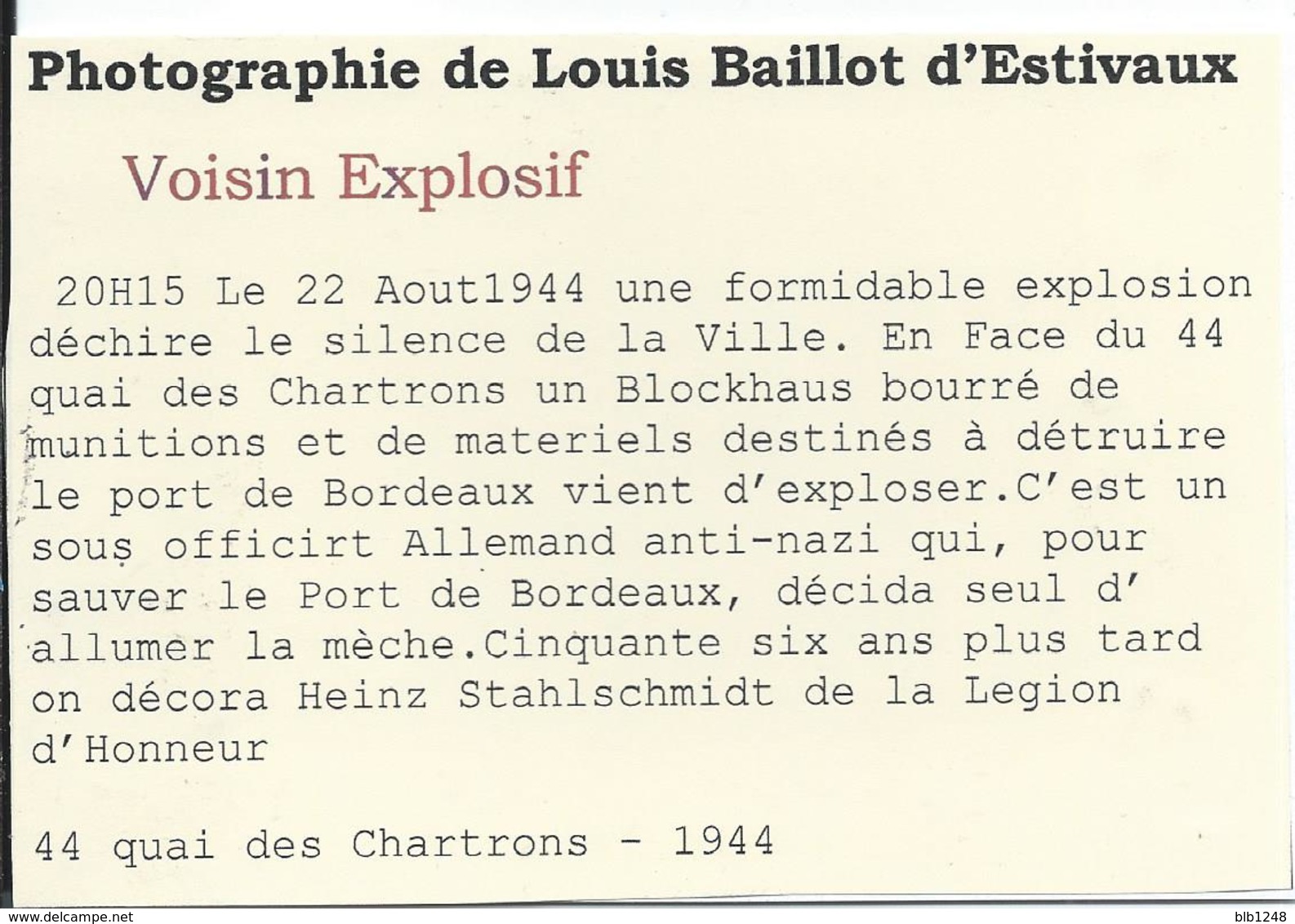 [33] Gironde > Bordeaux Voisin Explosif Photographie D'Yves Baillot D'Estivaux - Bordeaux