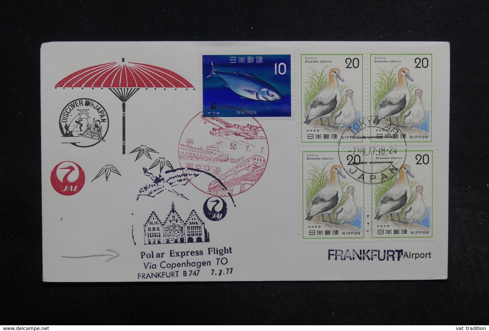 JAPON - Enveloppe Par Vol Polaire Pour Frankfurt En 1977 - L 32283 - Storia Postale