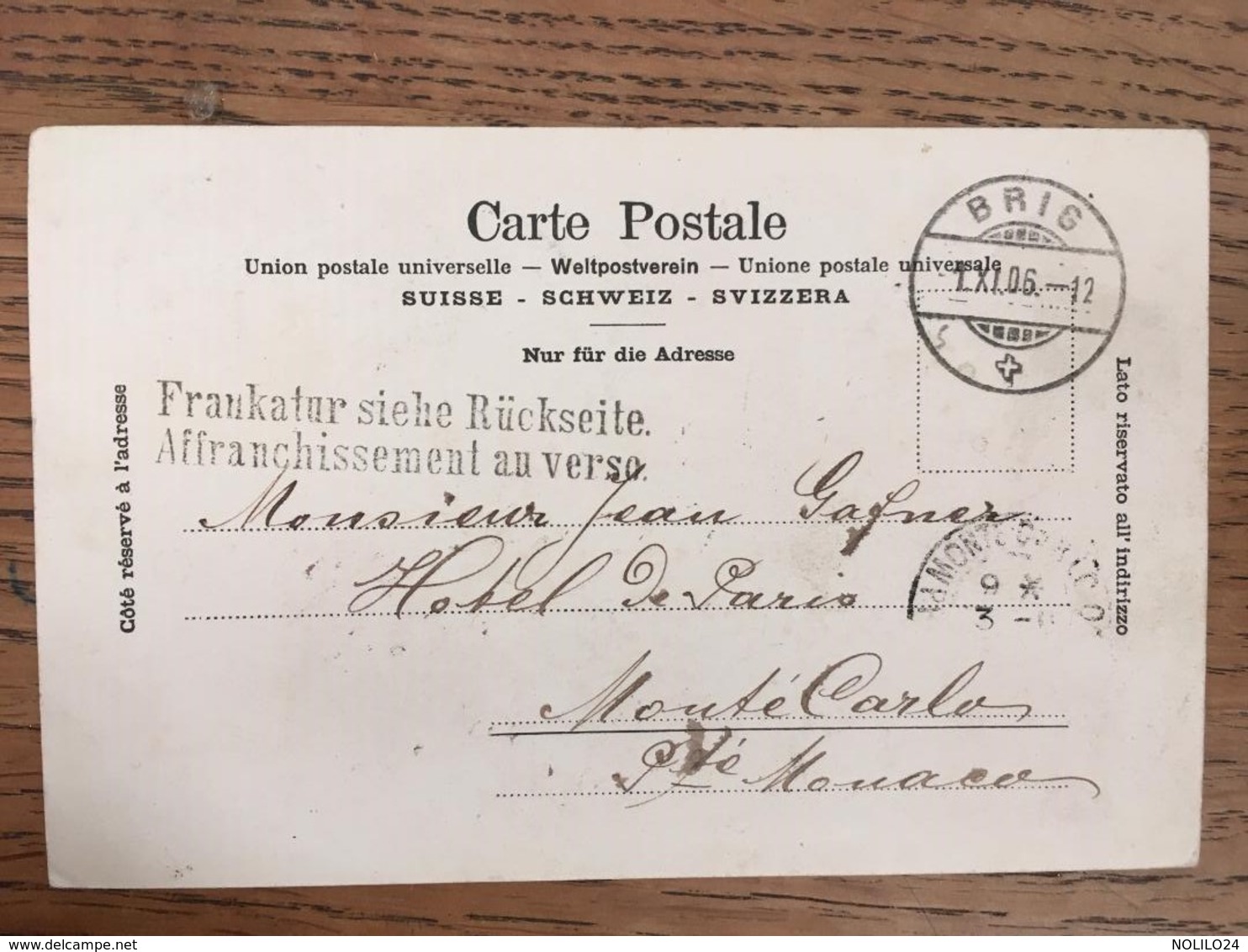 CPA, GLIS-BRIG, SUISSE,écrite En 1906, 2 Timbres, Cachets BRIS / Montecarlo Et Tampon Frankatur Siehe Rückseite - Sonstige & Ohne Zuordnung