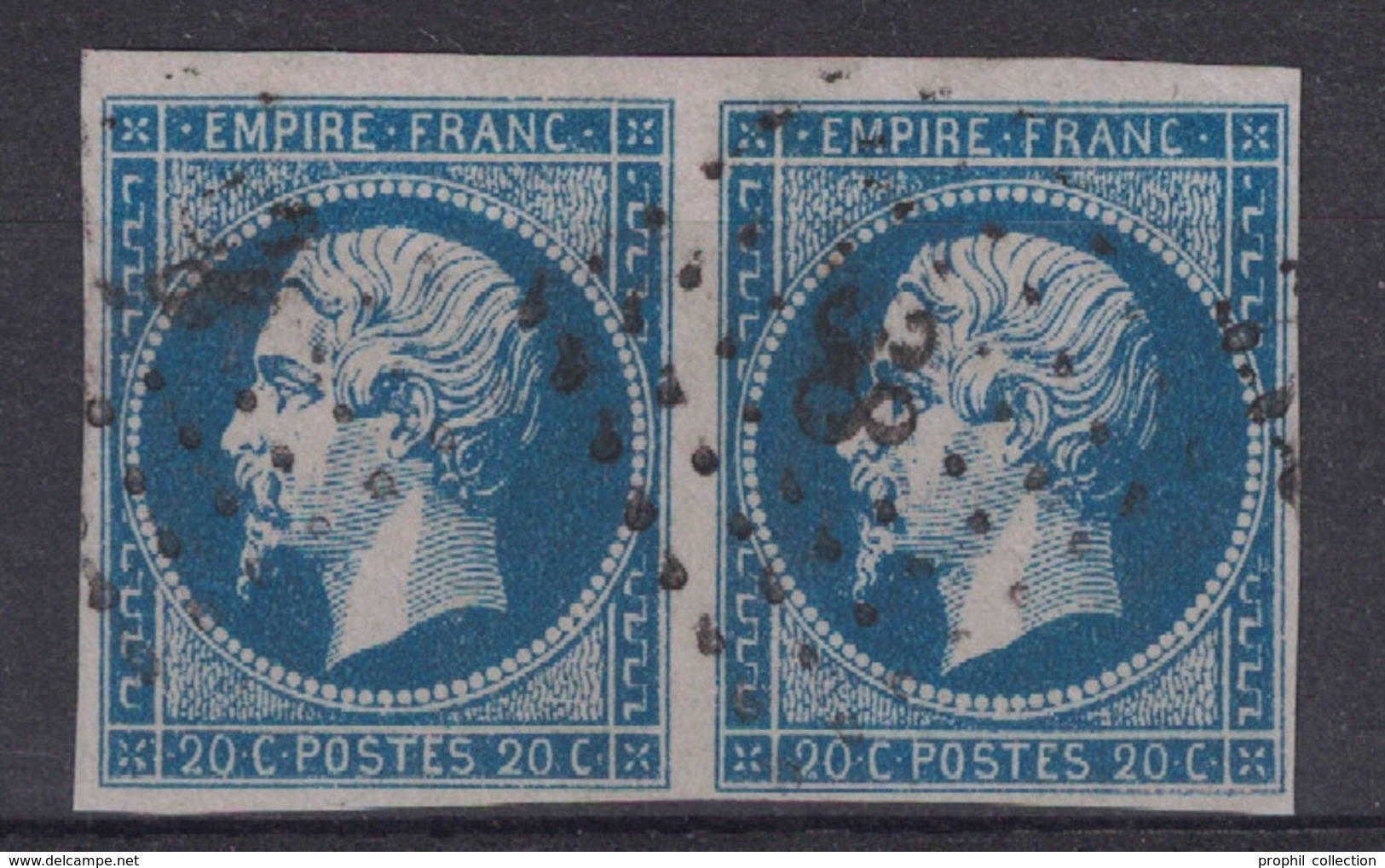 TIMBRE N° 14 En PAIRE (BELLES MARGES) OBLITÉRÉ TB OBLITÉRATION PC 38 De ALAIS ALES (GARD) - 1853-1860 Napoleon III