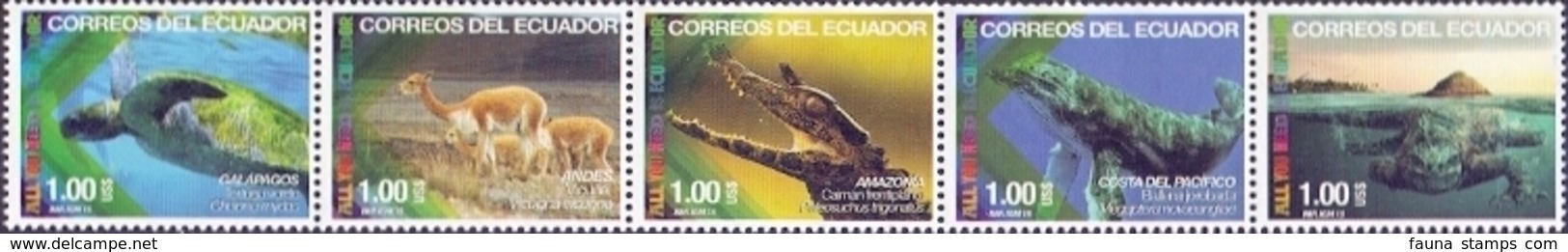 Ecuador - Fauna Of Ecuador, Set Of 5 Stamps, MNH, 2015 - Turtles
