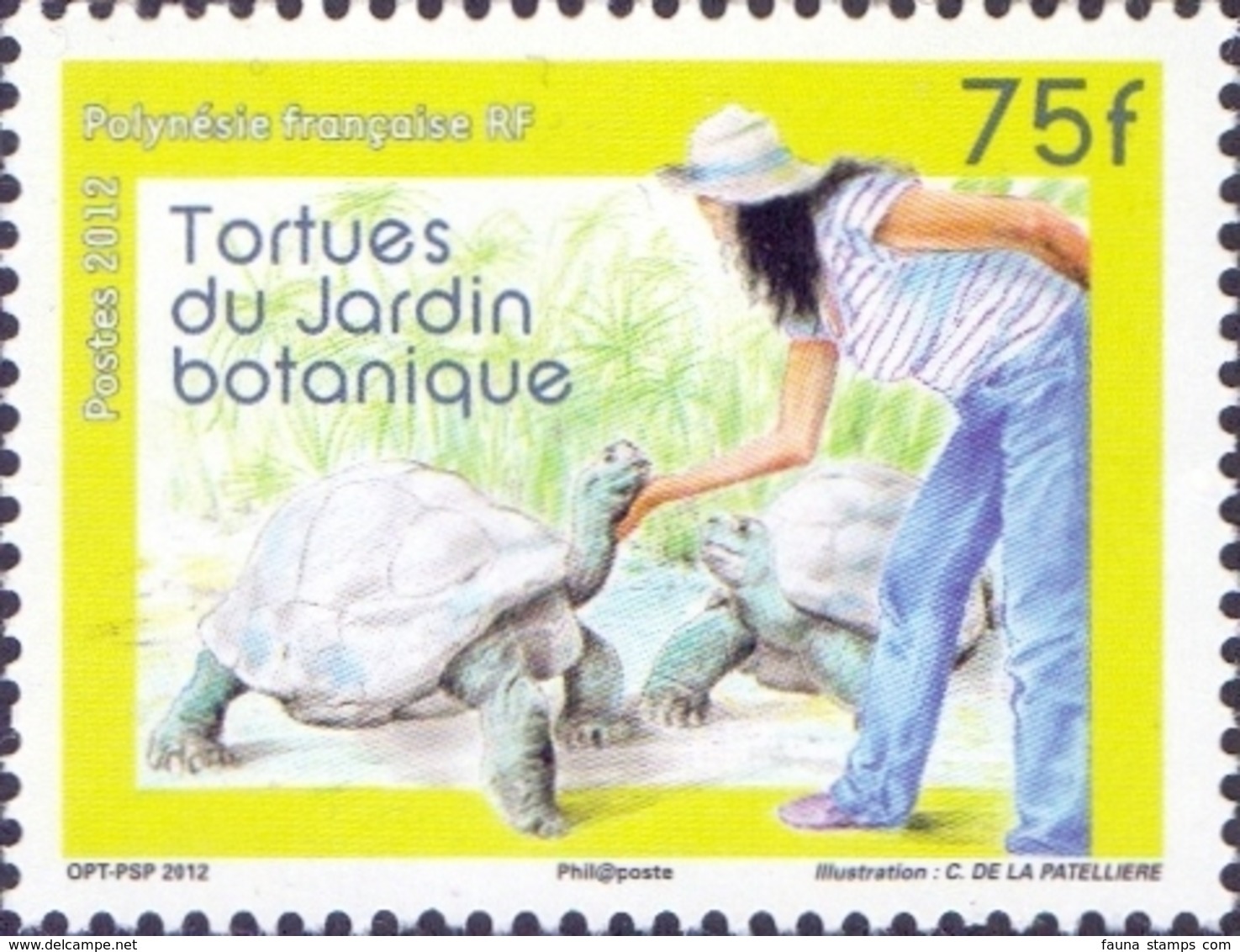 French Polynesia - Galapagos Giant Tortoises (Chelonoidis Nigra), Stamp, MINT, 2012 - Turtles
