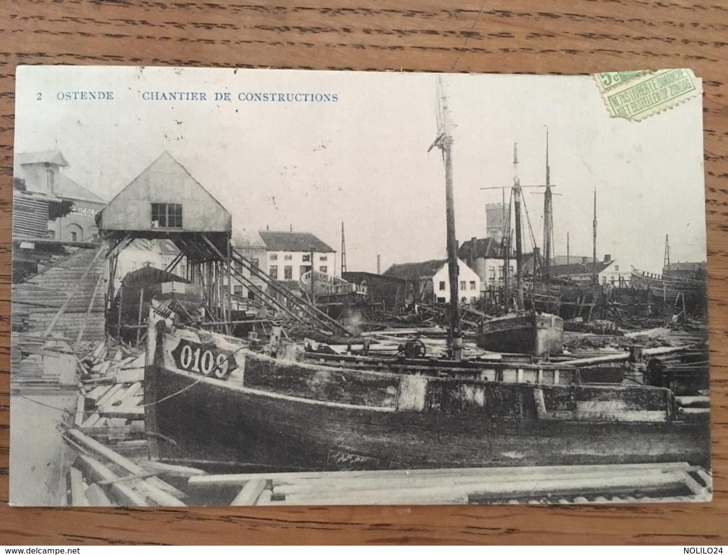 CPA, Ostende, Chantier De Constructions (Navales) écrite En 1912,éditeur G Theys - Oostende