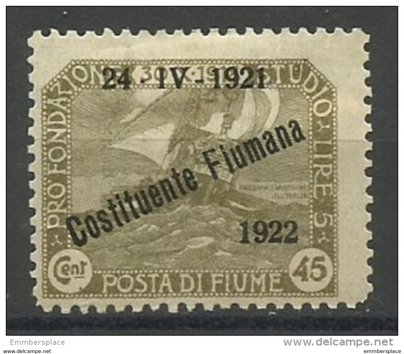 Fiume - 1922 Constitution Overprint 45c MH *    Mi 147   Sc 165 - Fiume