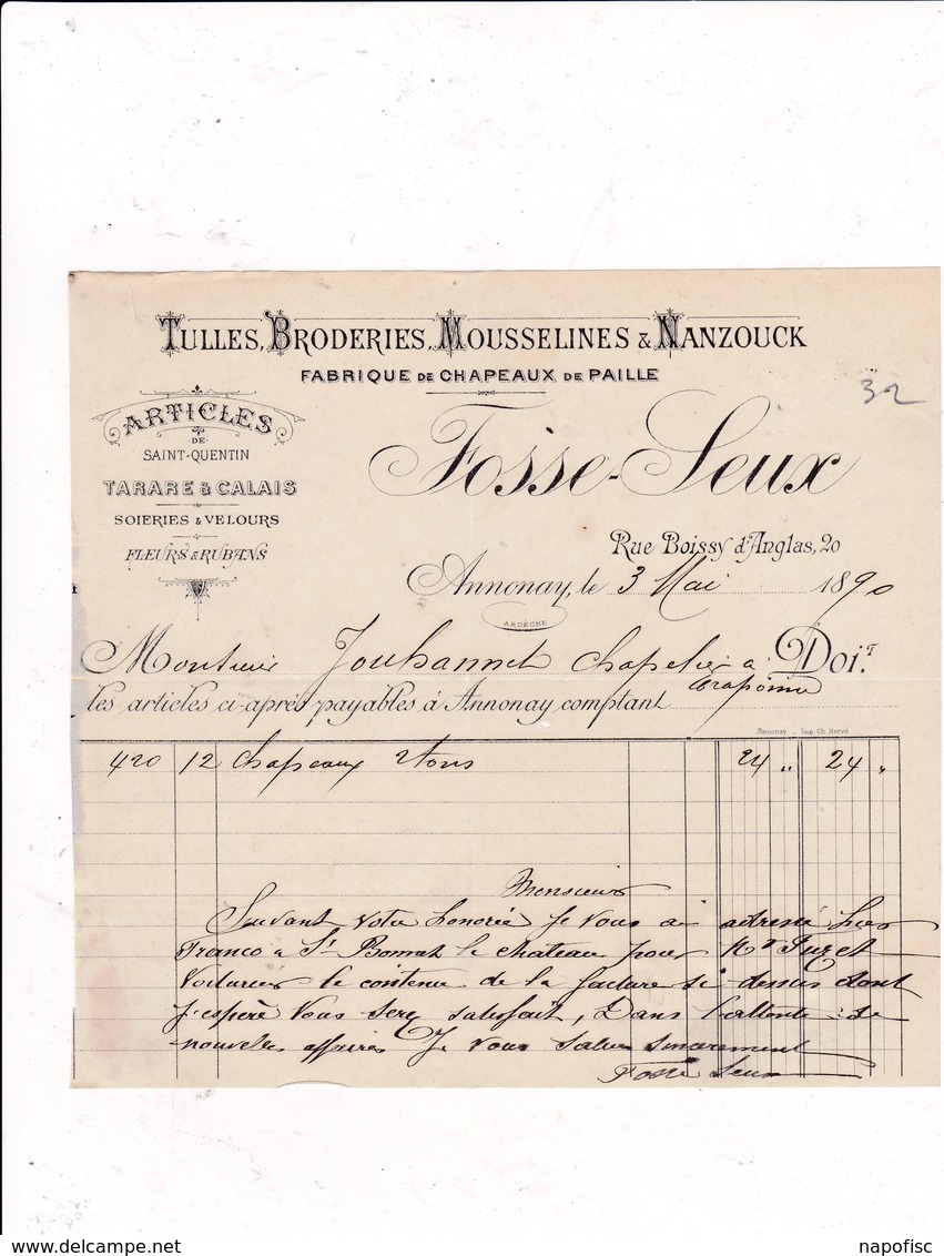 07-Fosse-Seux...Tulles, Broderies, Mousselines & Nanzouck...Annonay..(Ardèche) 1890 - Vestiario & Tessile