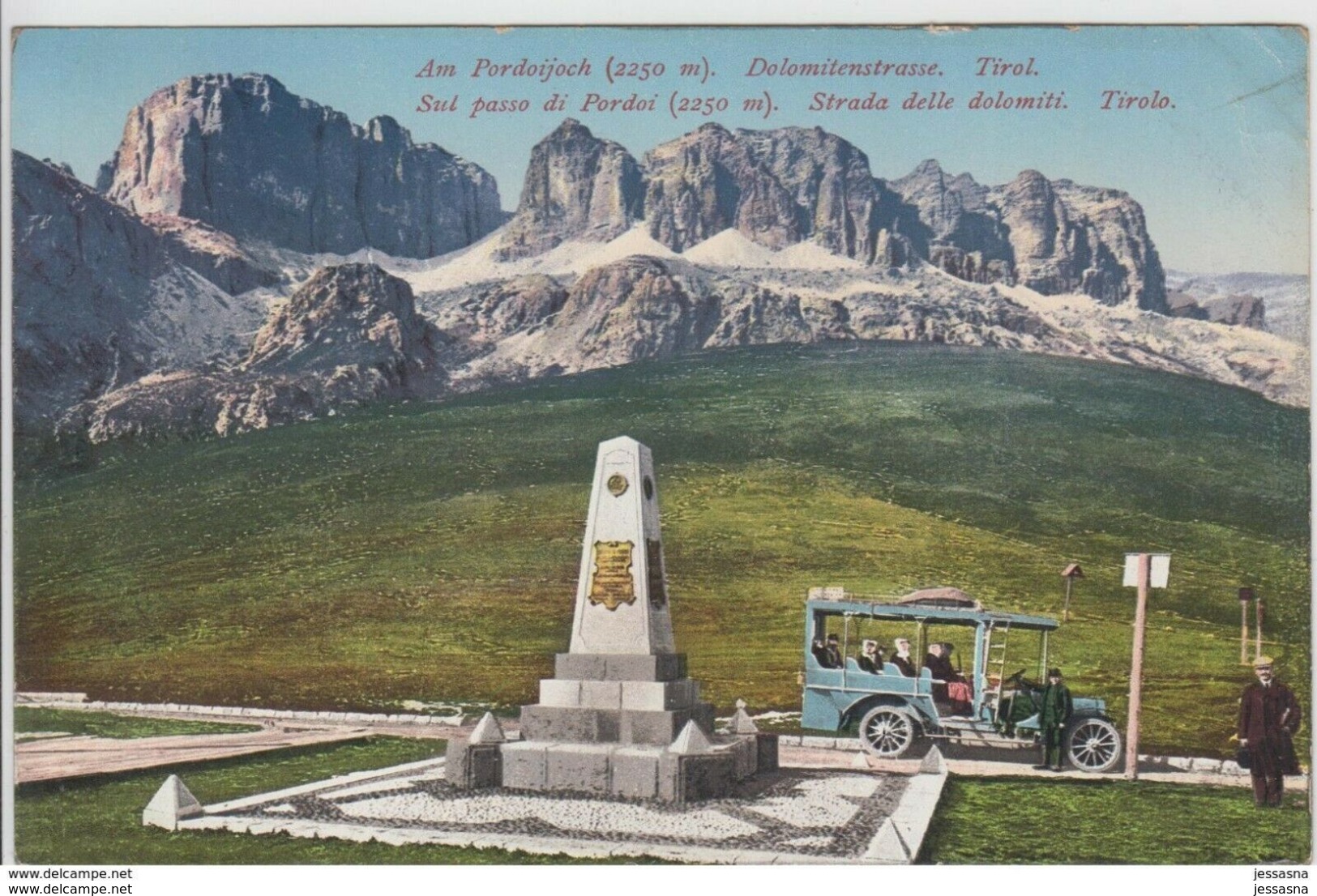 AK - Italien Südtirol - Ausflugsfahrt Am Pordoijoch - Dolomitenstrasse - 1910 - Autres & Non Classés