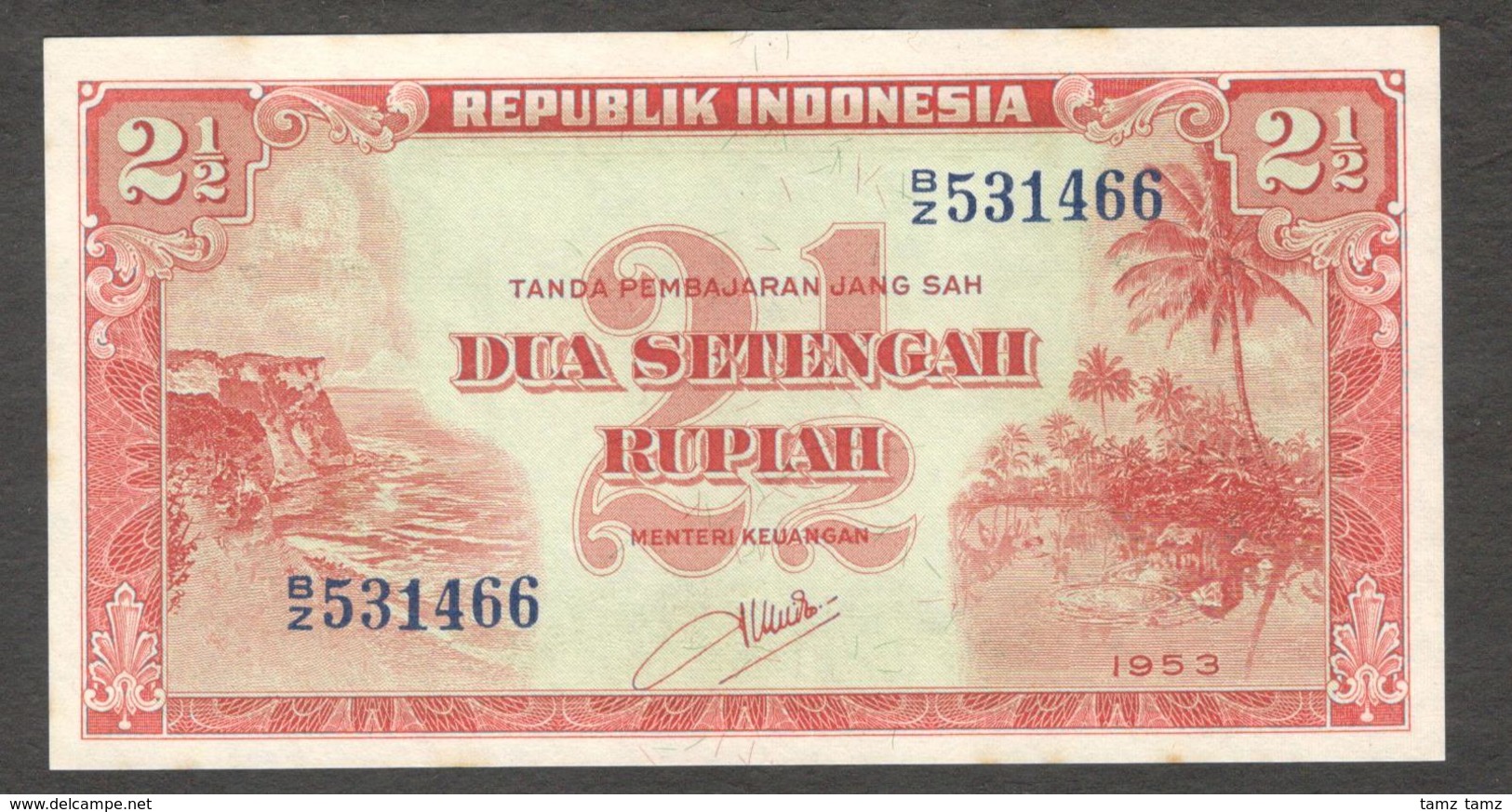 Indonesia 2.5 2 1/2 Rupiah 1953 UNC- - Indonésie