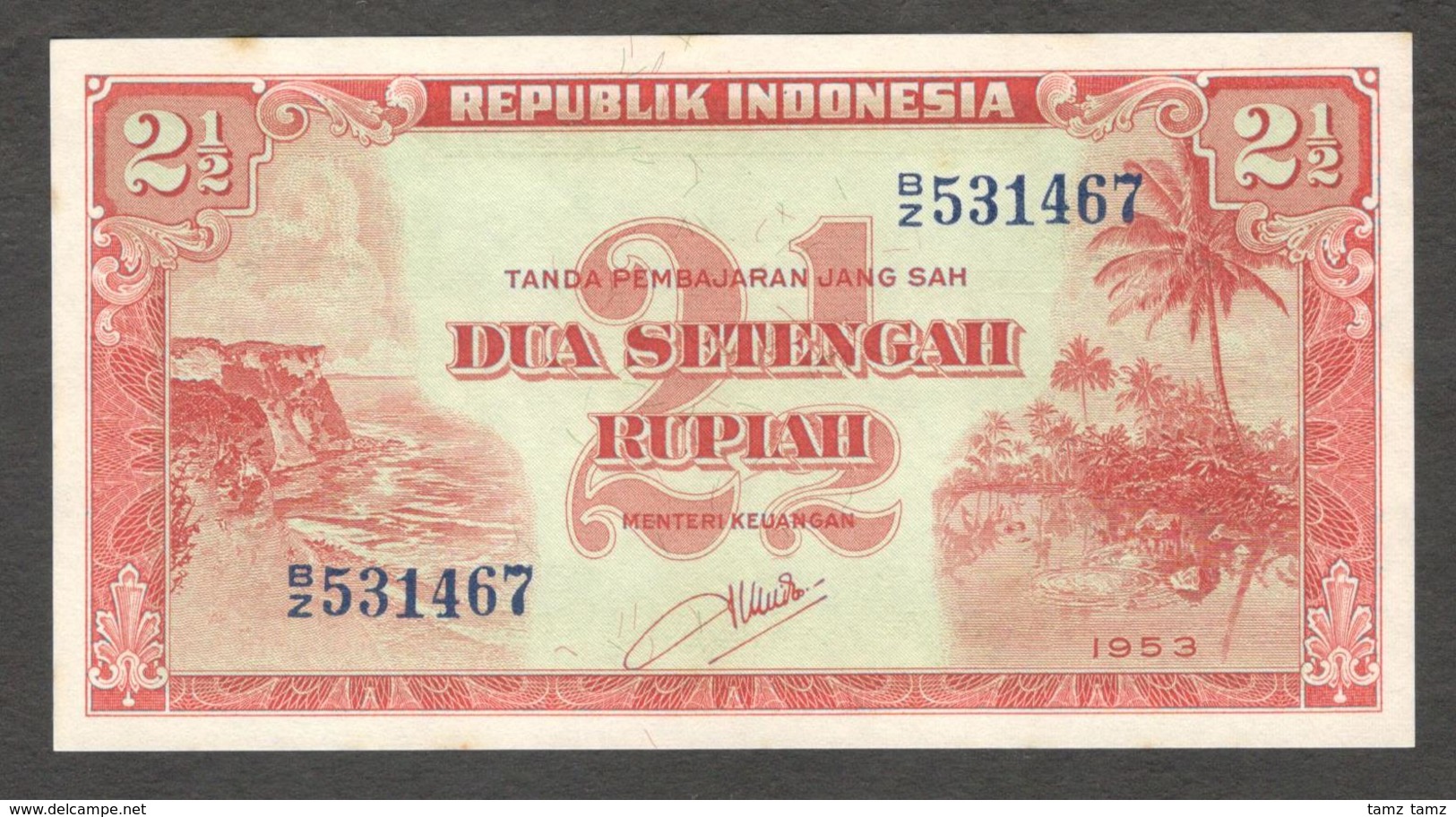 Indonesia 2.5 2 1/2 Rupiah 1953 UNC- - Indonesia