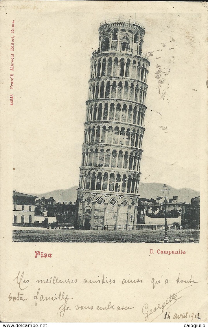 1902 - PISA - VIAGGIATA X CHATEAUROUX - ANNULLO TONDO RIQUADRATO AMB.PISA-TORINO- CG - Storia Postale