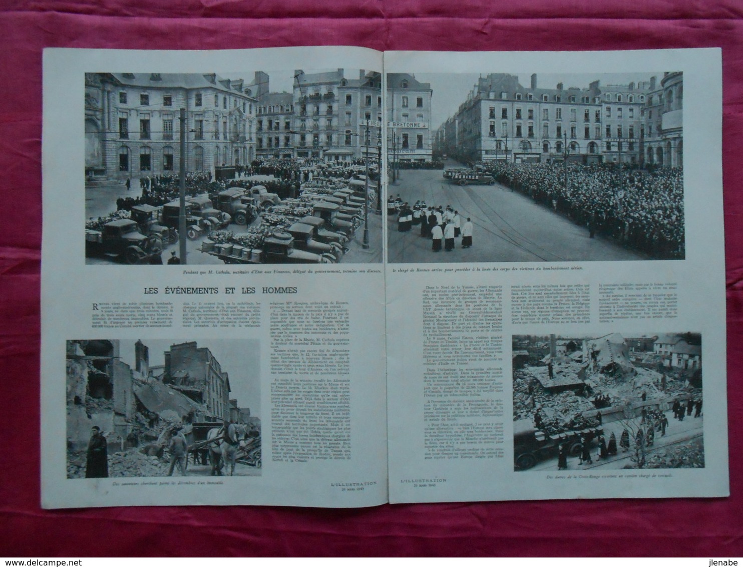 Illustration ( L') N° 5219 20 Mars 1943 Les Funérailles Des Victimes De Rennes - L'Illustration