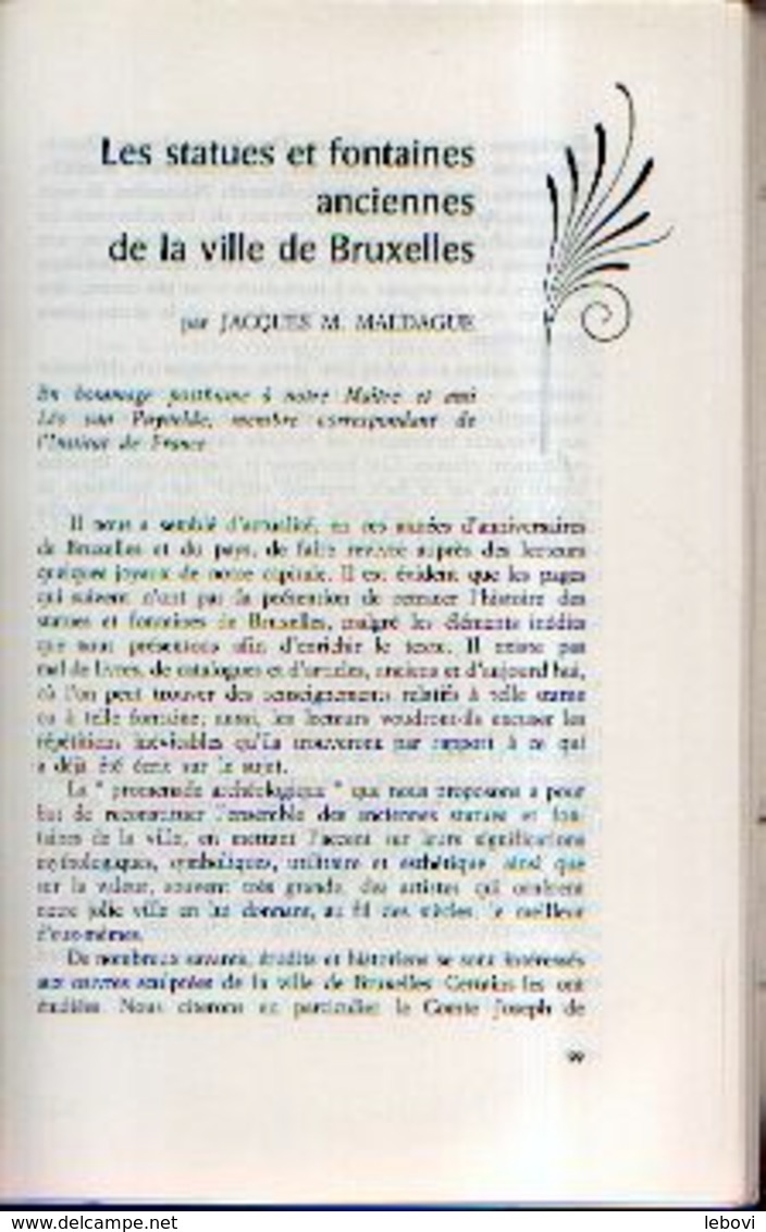 « Les Statues Et Fontaines Anciennes D La Ville De BRUXELLES» Article In « Le Folklore Brabançon – N° 230 (1981) - Belgique