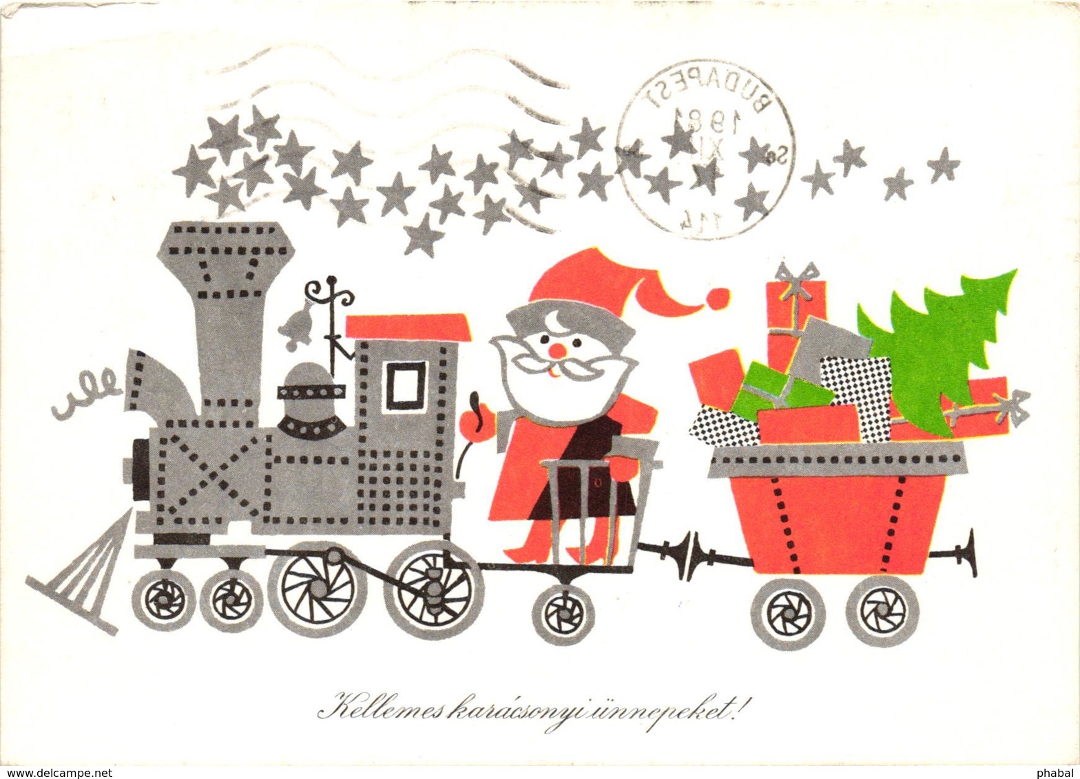 Santa Claus In A Locomotive, Christmas, Postcard 70's Or 80's - Santa Claus