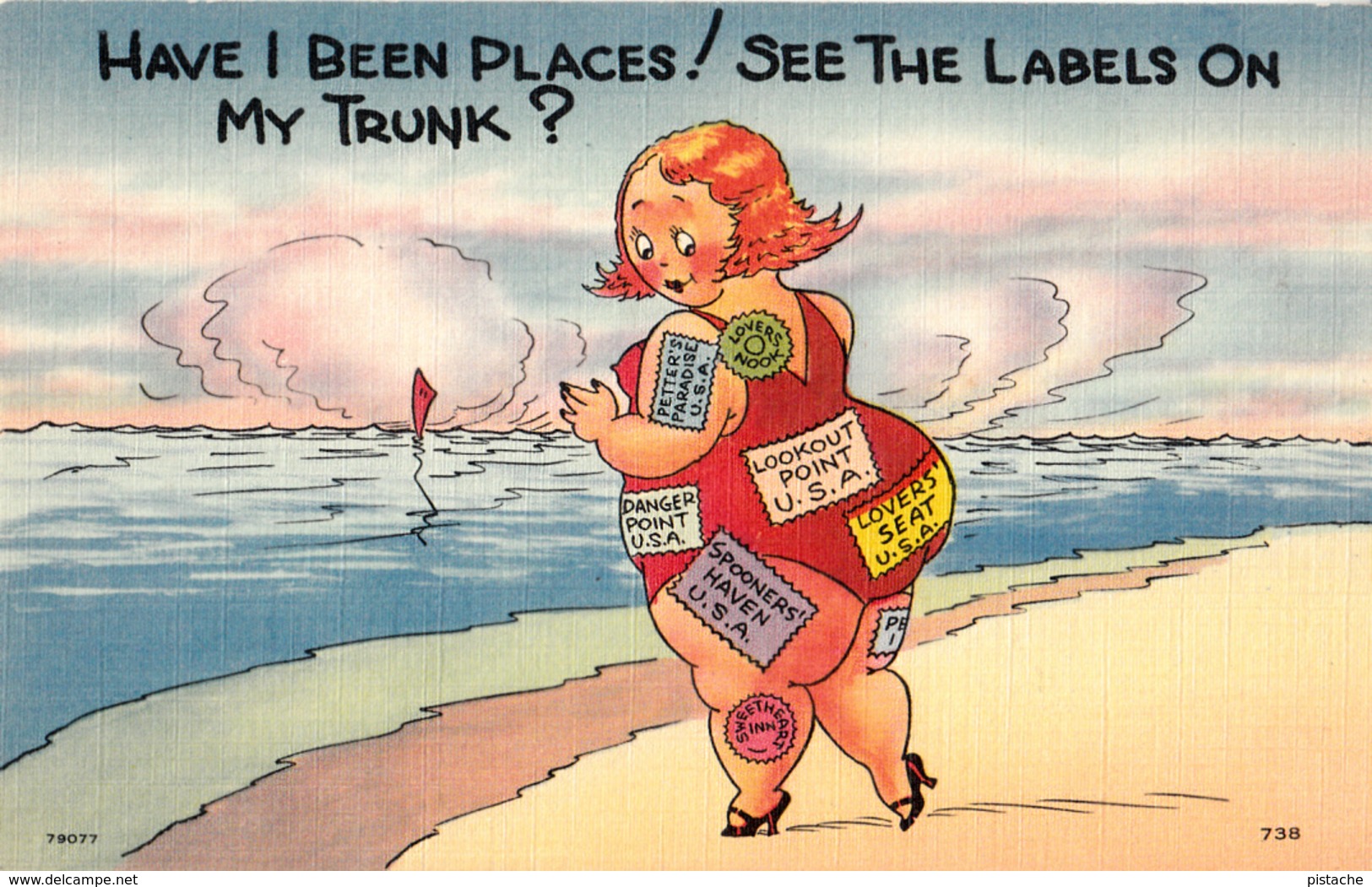 Comics Humor Comic Comique Humour - Travelled Fat Sexy Lady On The Beach - No. 738 - 79077 - 2 Scans - Humour