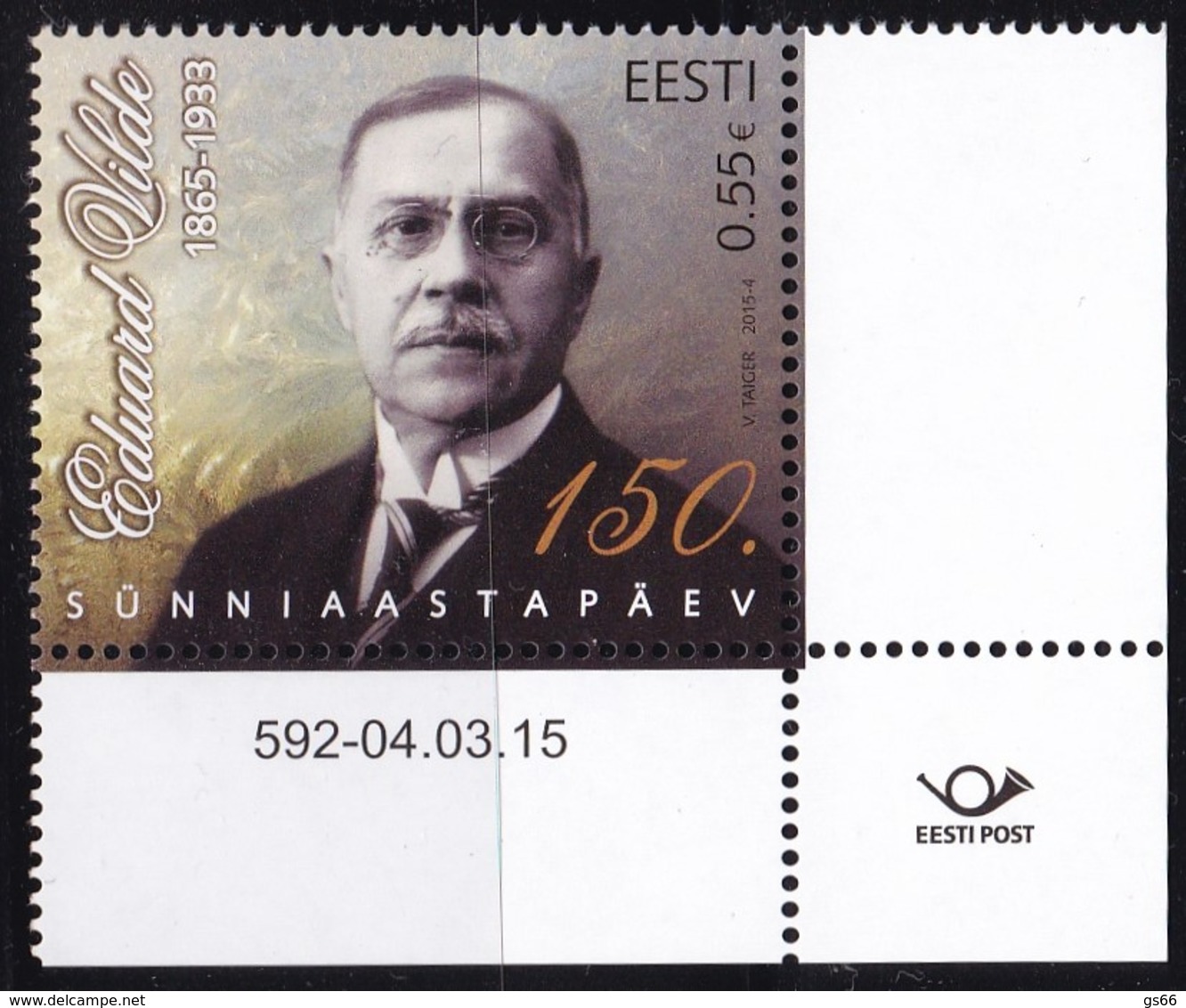 EESTI, 2015, 817,  150. Geburtstag Von Eduard Vilde. MNH ** - Estland