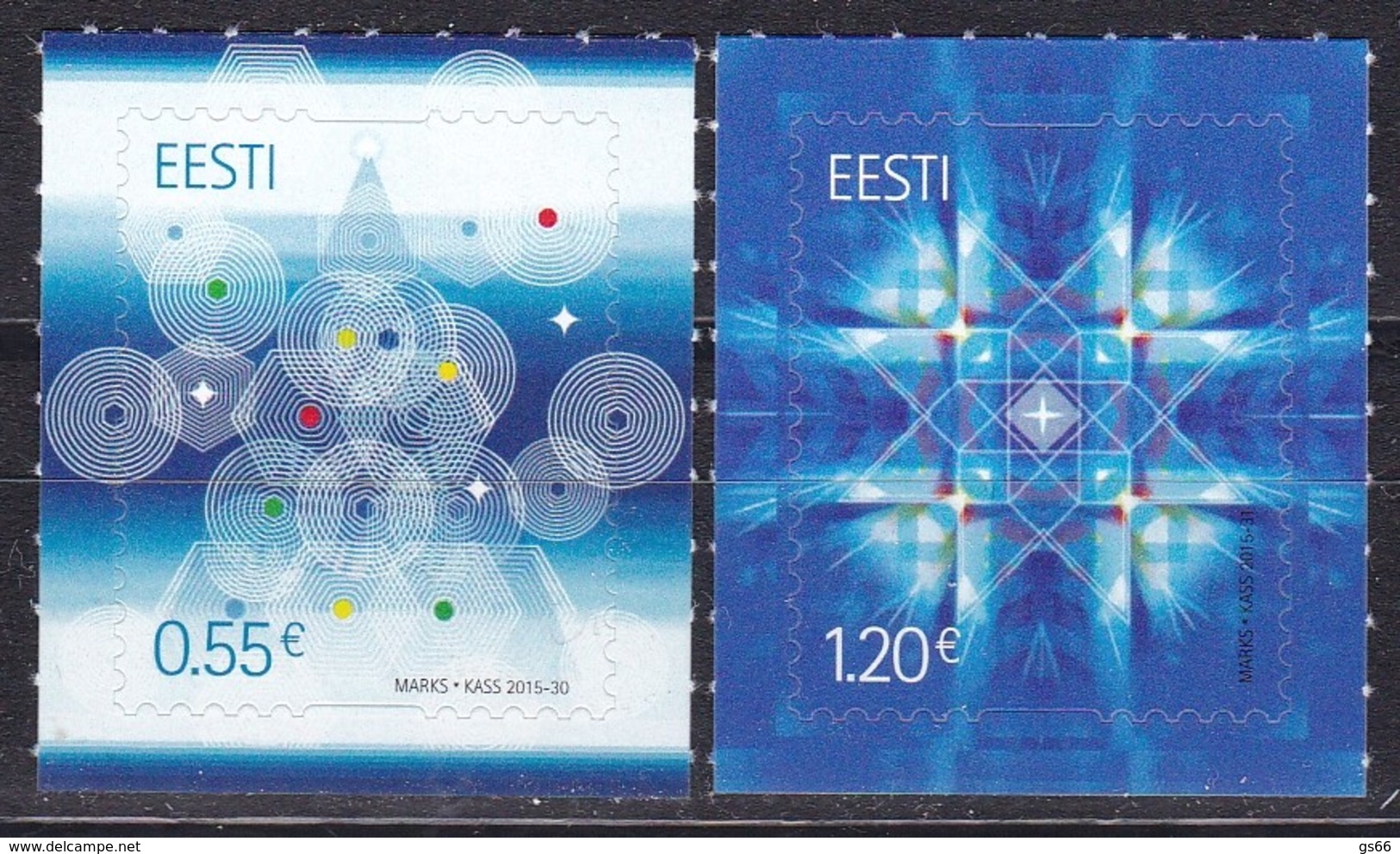 EESTI, 2015, 843/44,  Weihnachten.  MNH ** - Estland