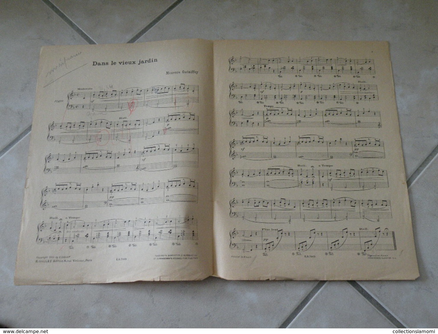 Dans Le Vieux Jardin & Trotte Petit ânon -(Musique Maxence Guéniffey)- Partition (Piano) 1922 - Klavierinstrumenten