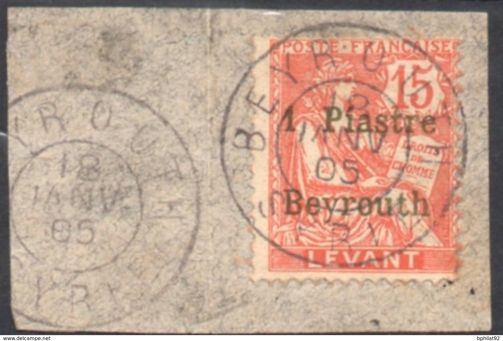 !!! LEVANT, N°27 OBLITERATION BEYROUTH SUPERBE SUR FRAGMENT, SIGNE CALVES - Used Stamps