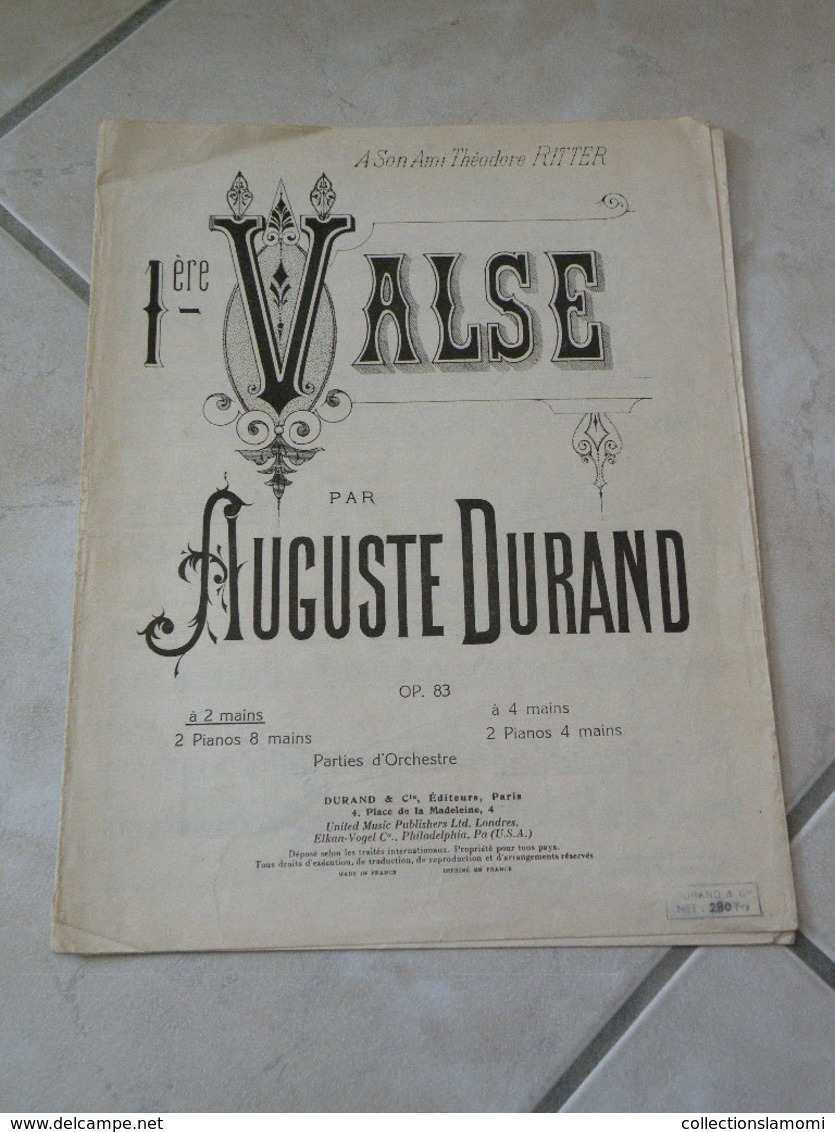 1er Valse, à Son Ami Théodore Ritter -(Musique Auguste Durand)- Partition (Piano) - Keyboard Instruments