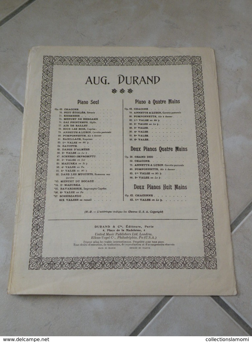 1er Valse, à Son Ami Théodore Ritter -(Musique Auguste Durand)- Partition (Piano) - Strumenti A Tastiera
