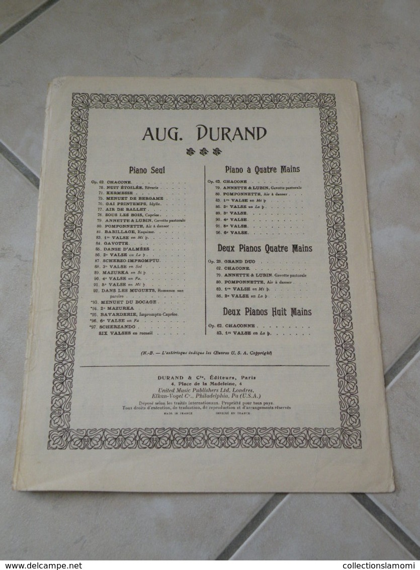 1er Valse, à Son Ami Théodore Ritter -(Musique Auguste Durand)- Partition (Piano) - Instruments à Clavier