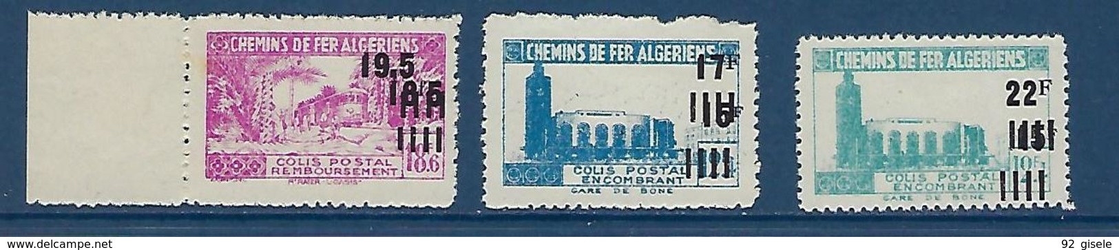 Algerie Colis Postaux YT 179 183 184 " Sans Controle Des Recettes " 1946 Neuf**/* - Colis Postaux