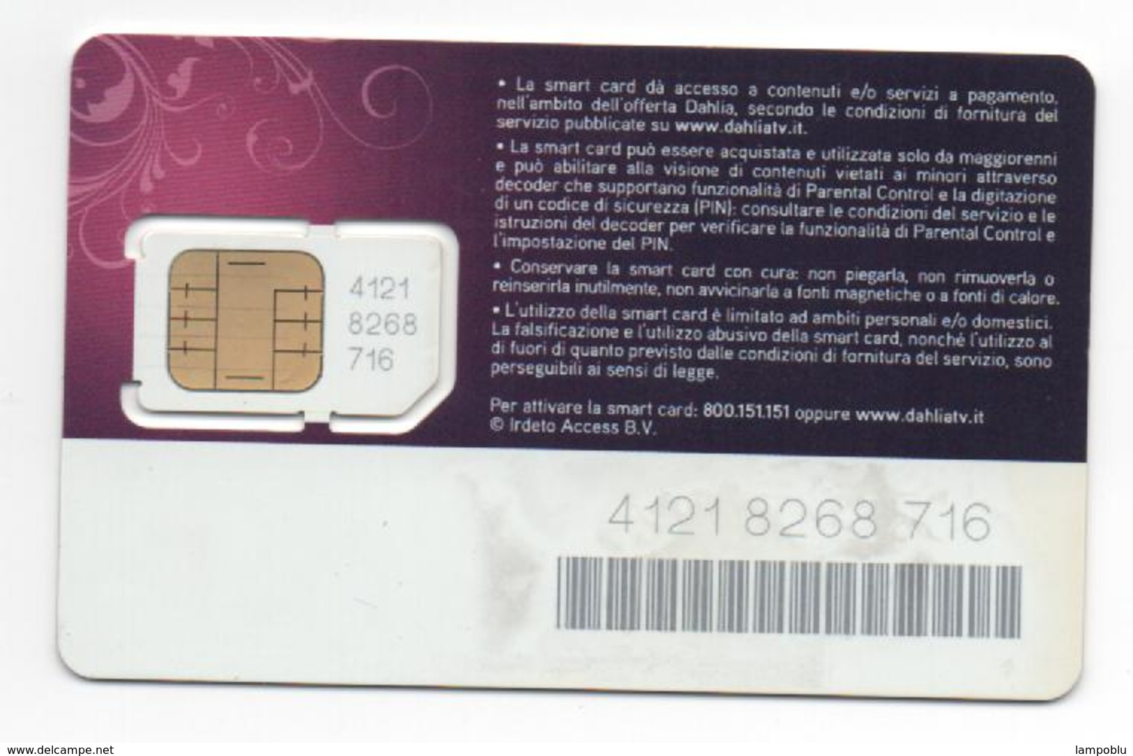 Scheda Con Chip Per Decoder Di Dahlia TV (cessata Nel 2011) - Other Formats