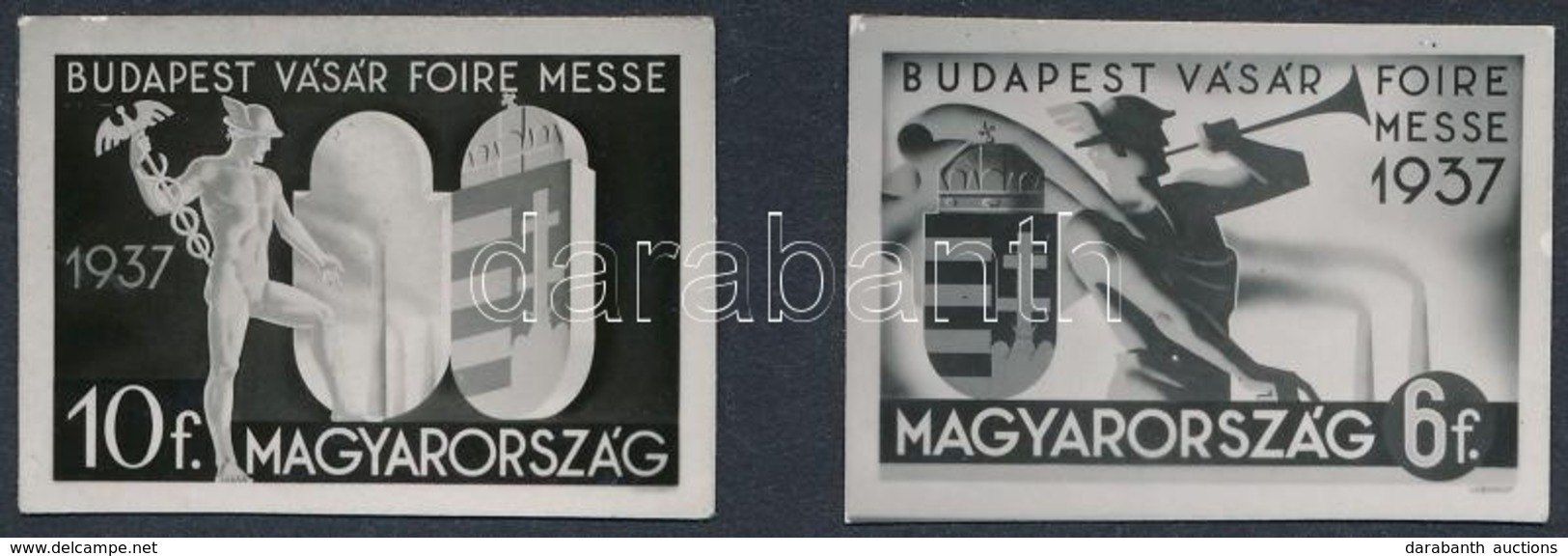 1937 Vásár: Gönczi Gebhardt Tibor Meg Nem Valósult Bélyegterveinek Bélyegméretű Nyomdai Fotói. Rendkívüli, Talán Egyedi  - Other & Unclassified