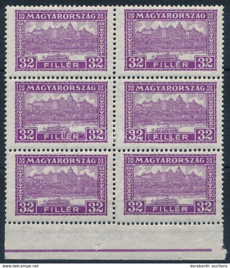 ** 1926 Pengő-fillér (I.) 32f ívszéli 6-os Tömbben (15.000) (ráncok / Creases) - Other & Unclassified