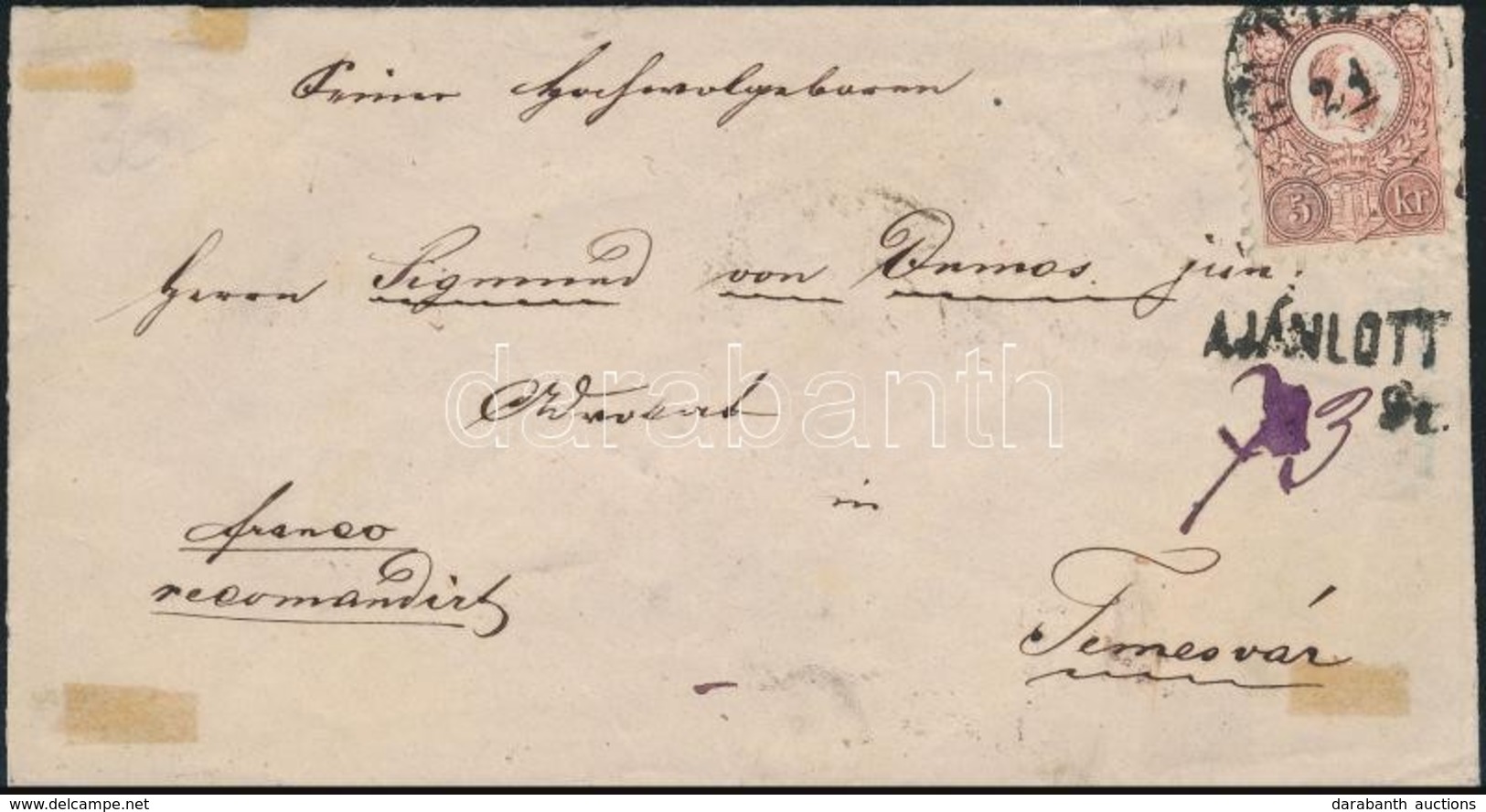 1873 Réznyomat 5kr + 10kr Ajánlott Levélen 'GATTAJA' - 'TEMESVÁR AJÁNLOTT' - Other & Unclassified