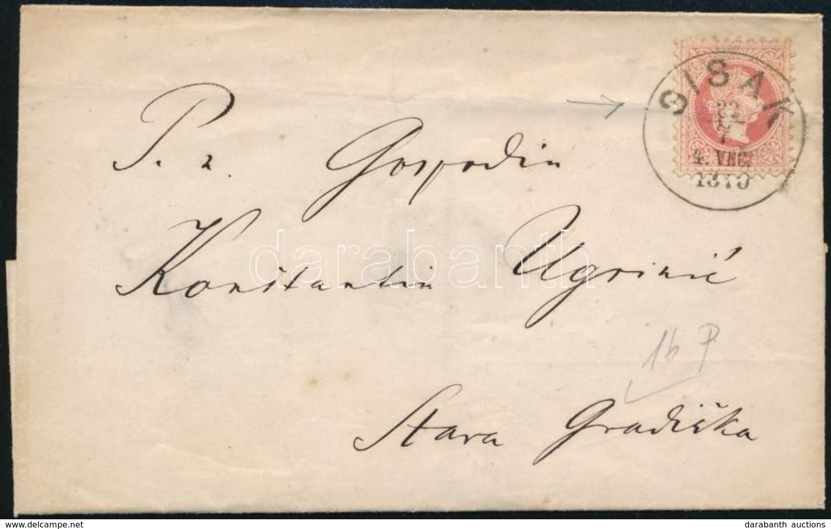 1870 5kr Levélen  'SISAK VEC. 1870' - Other & Unclassified