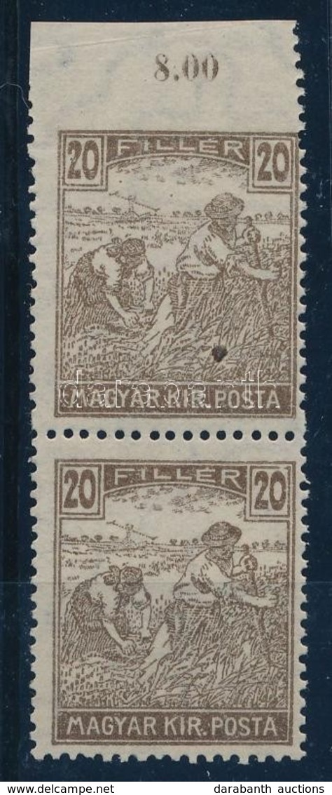 ** 1916 Arató 20f ívszéli Pár Felül Fogazatlan, Ritka - Otros & Sin Clasificación